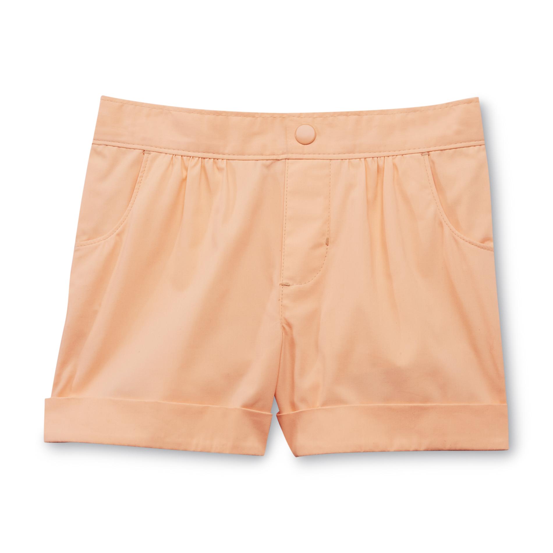 Toughskins Girl's Cuffed Poplin Shorts - Neon