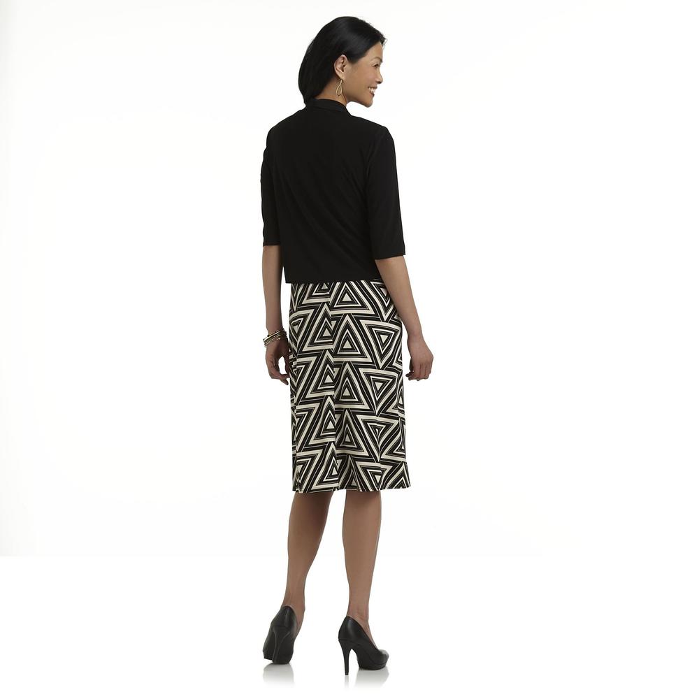 Kathy Roberts Women's Sleeveless Knit Dress & Jacket - Geometric