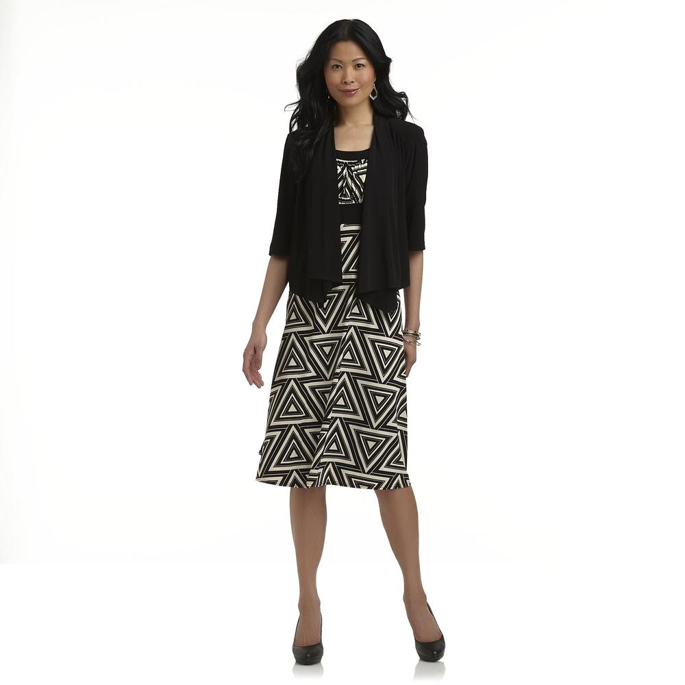 Kathy Roberts Women's Sleeveless Knit Dress & Jacket - Geometric