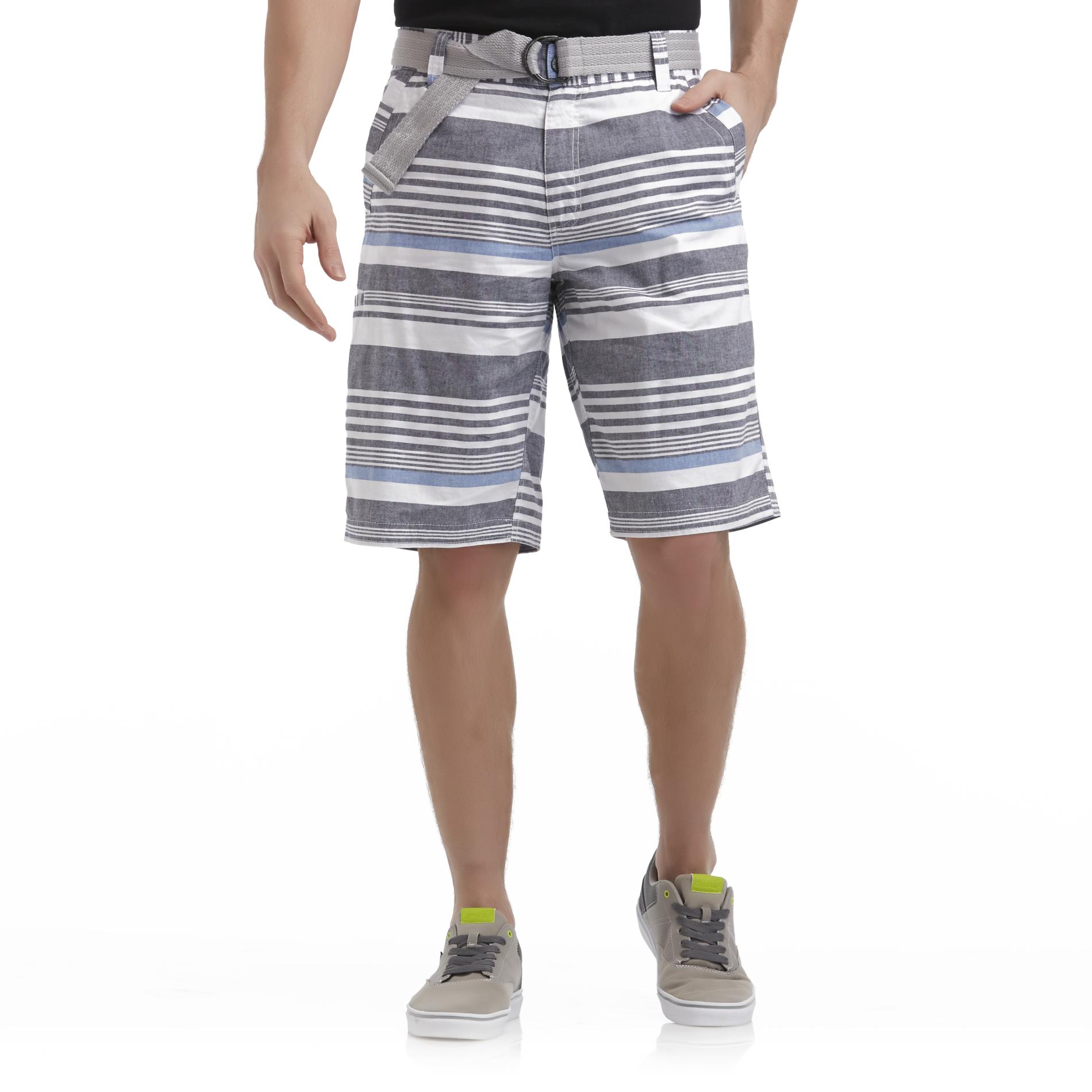 Route 66 Men's Belted Shorts - Striped