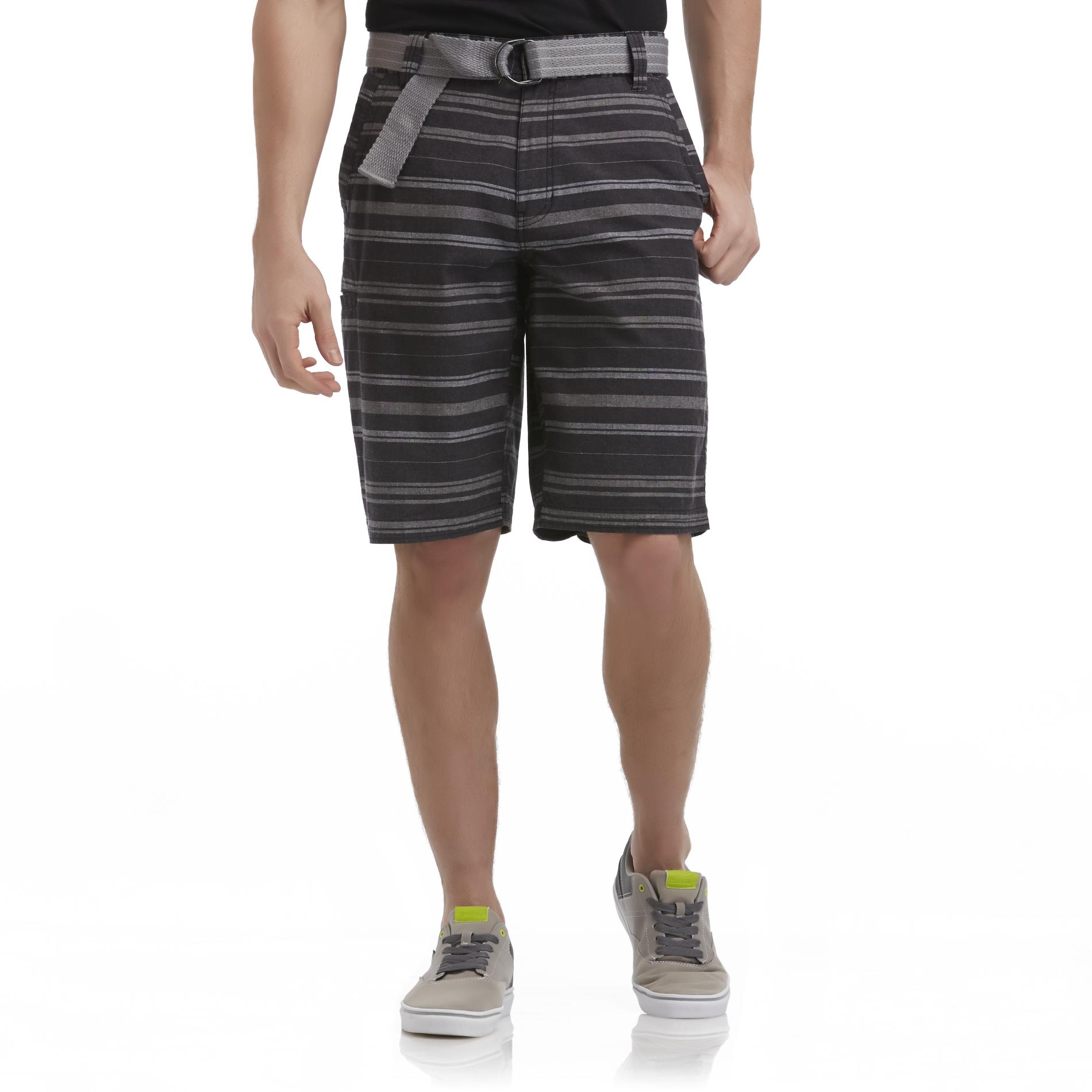 Route 66 Men's Belted Shorts - Striped
