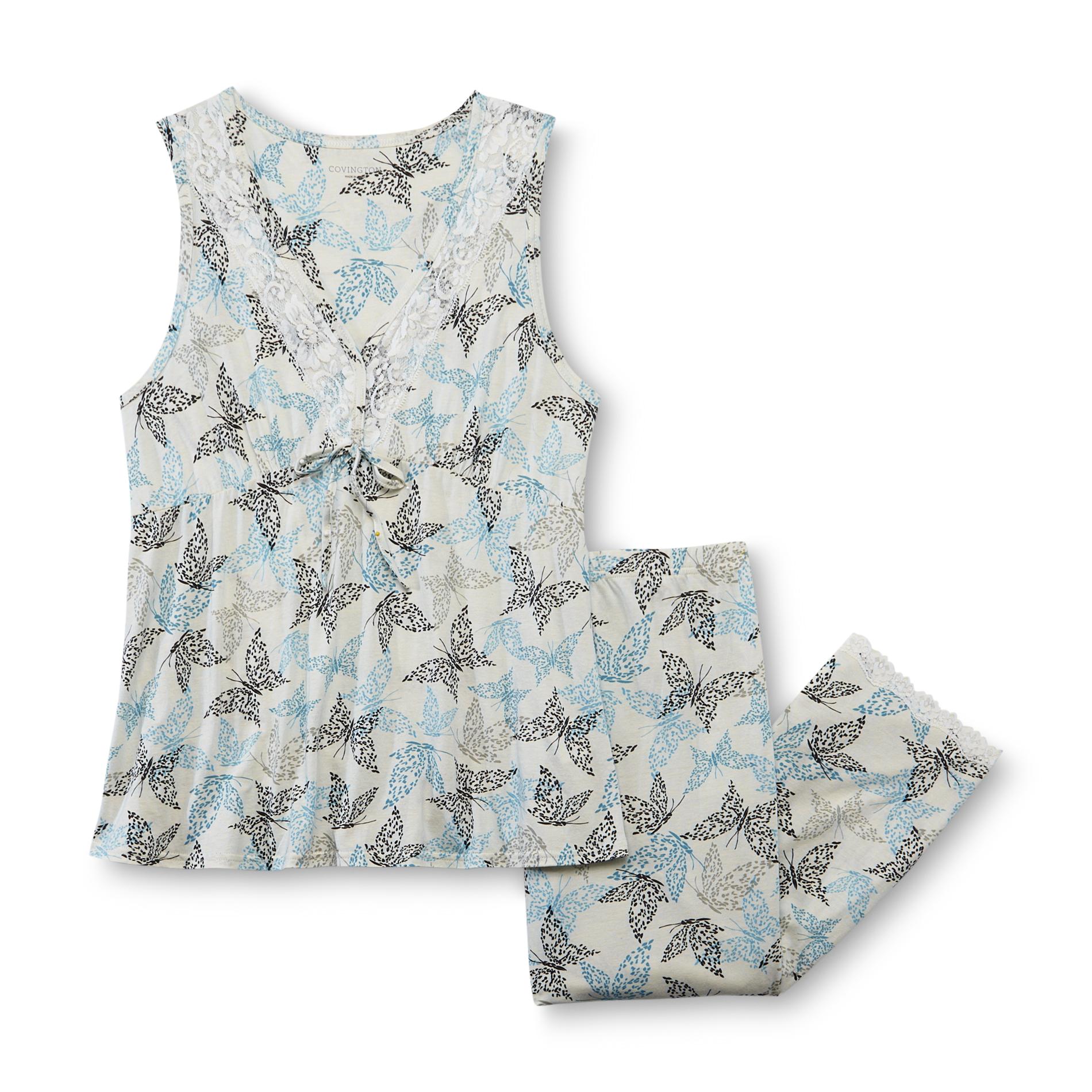 Covington Women's Pajama Top & Sleep Capris - Butterflies