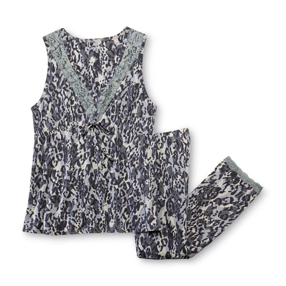 Covington Women's Pajama Top & Sleep Capris - Leopard Print