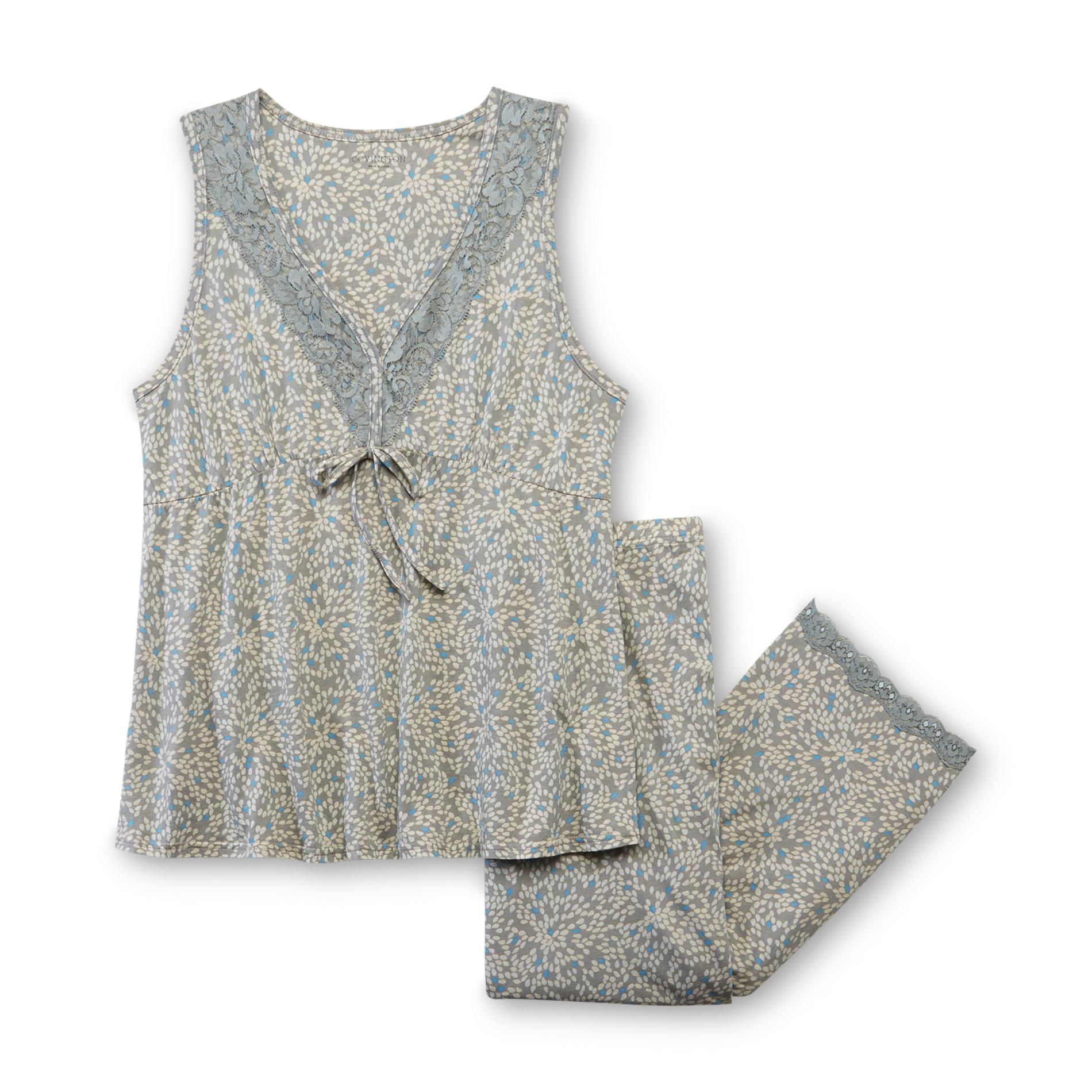 Covington Women's  Pajama Top & Sleep Capris - Dot Print