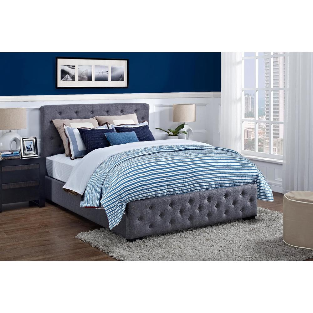Dorel Ferrara Gray Upholstered Bed  Multiple Sizes