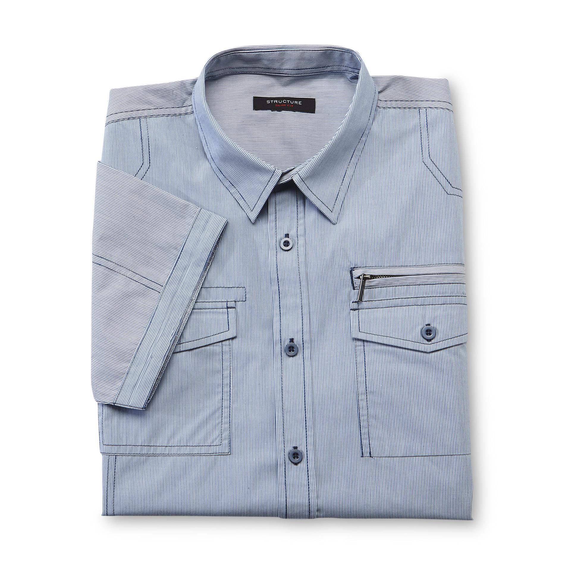 Structure Men's Slim-Fit Short-Sleeve Shirt - Mini Stripe