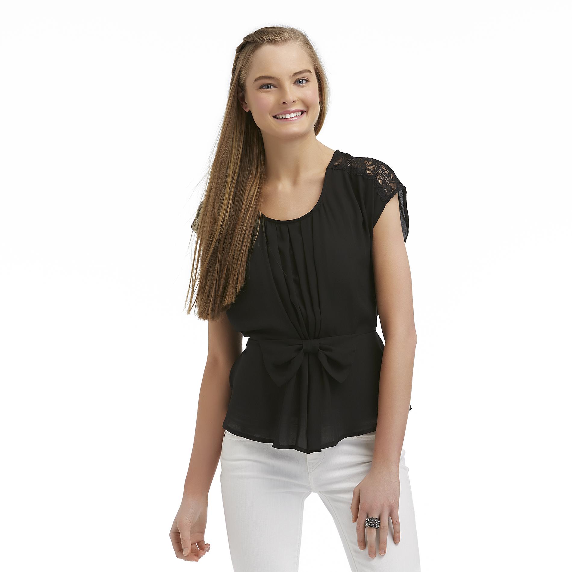 Heart Soul Junior's Bow Front Lace Top