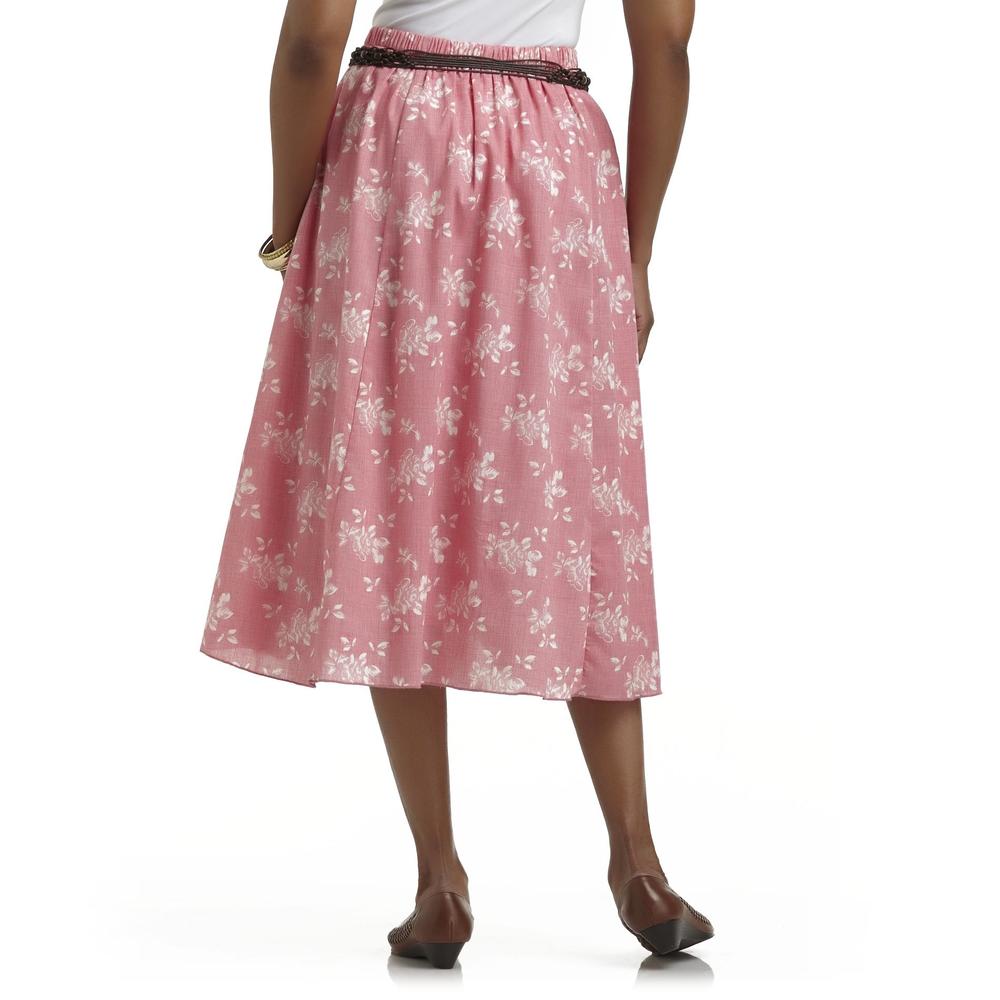 Laura Scott Women's Flared Skirt & Belt - Floral