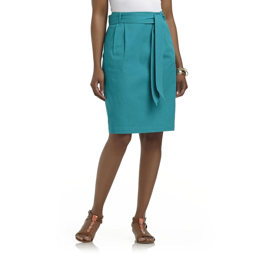 Laura Scott Women's Belted Twill Skirt