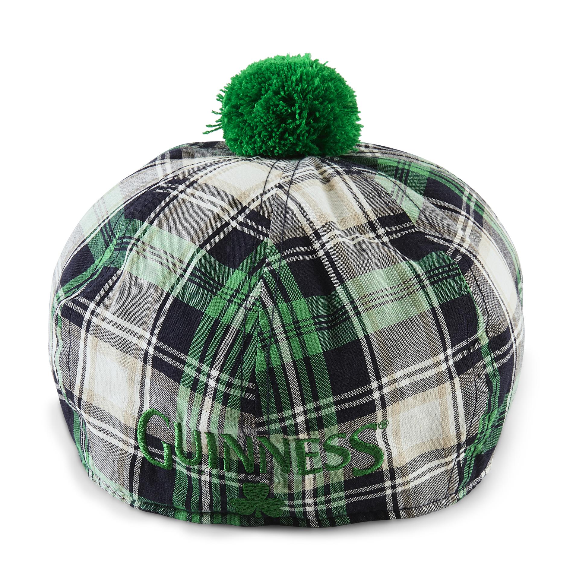 Men's PomPom Newsboy Cap Guinness & Plaid