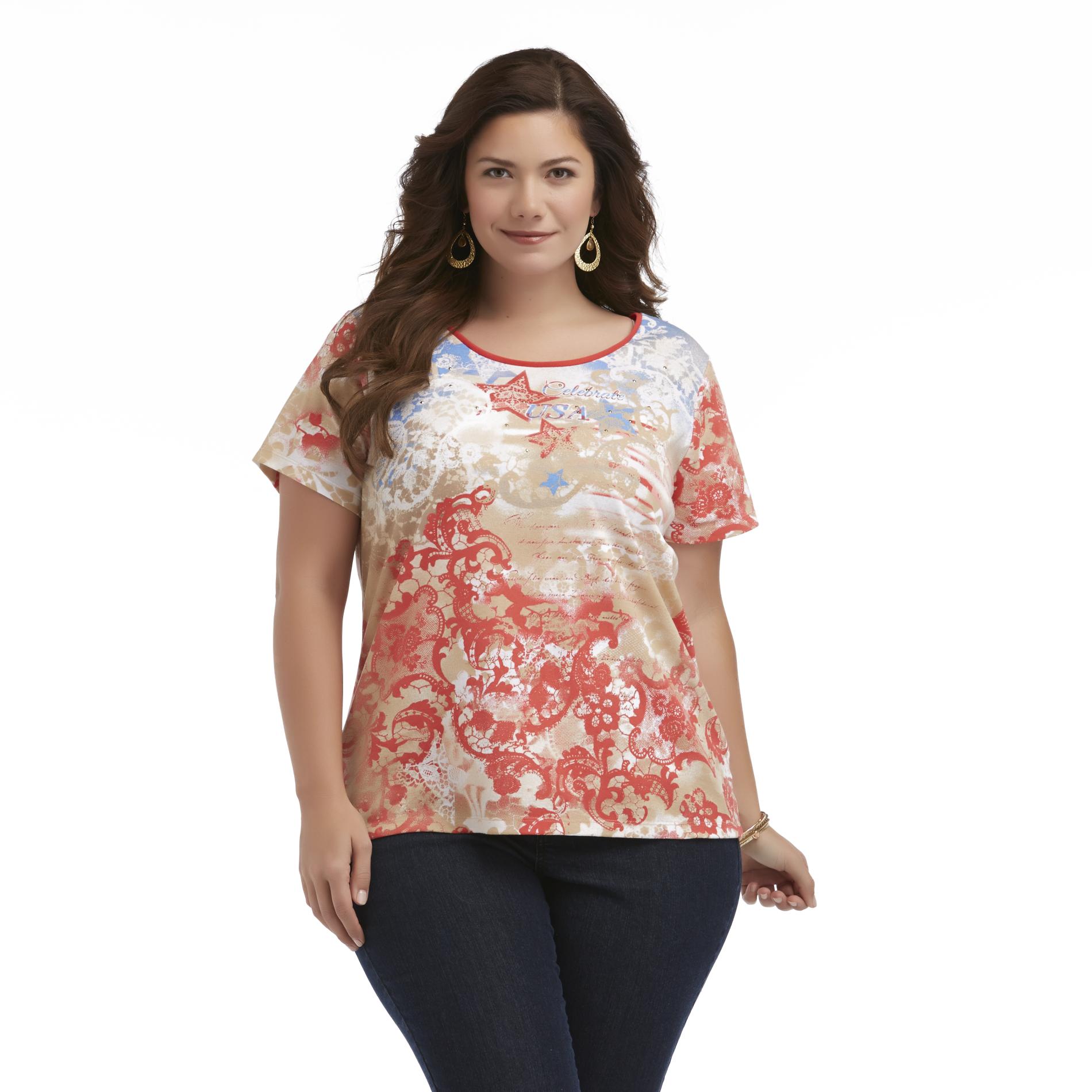 Holiday Editions Women's Plus Graphic Top - Fourth Of July