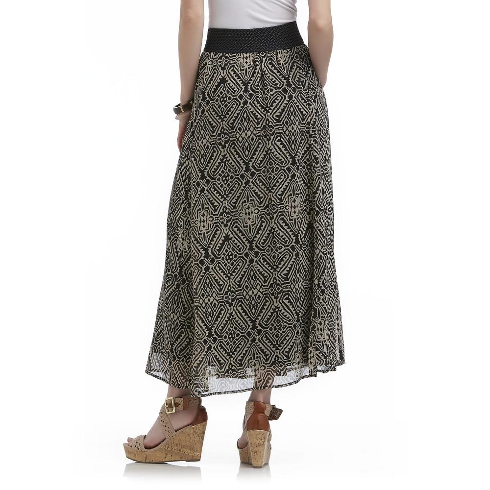 Covington Women's Chiffon Maxi Skirt & Belt - Abstract Print