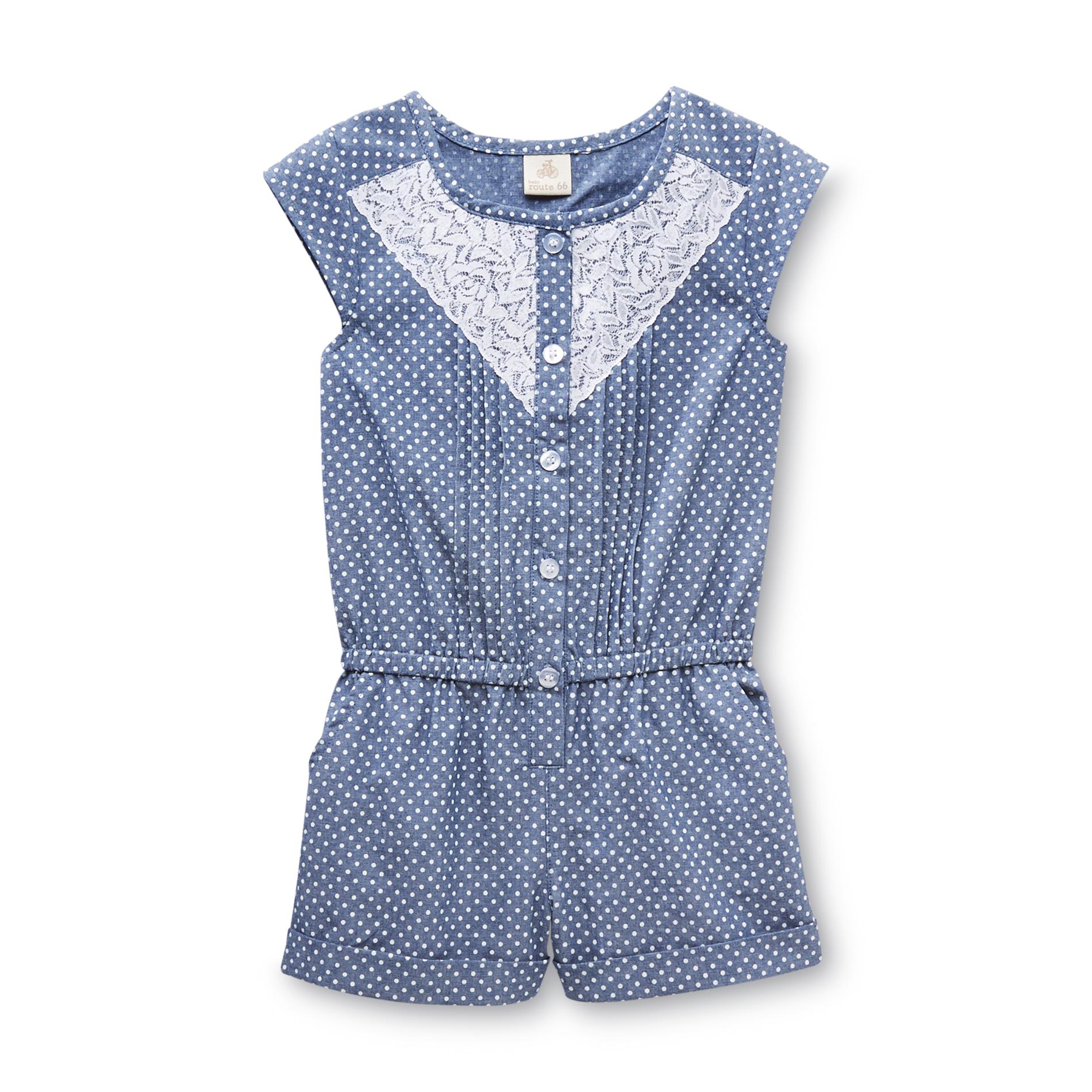 Route 66 Infant & Toddler Girl's Chambray Romper - Polka Dots