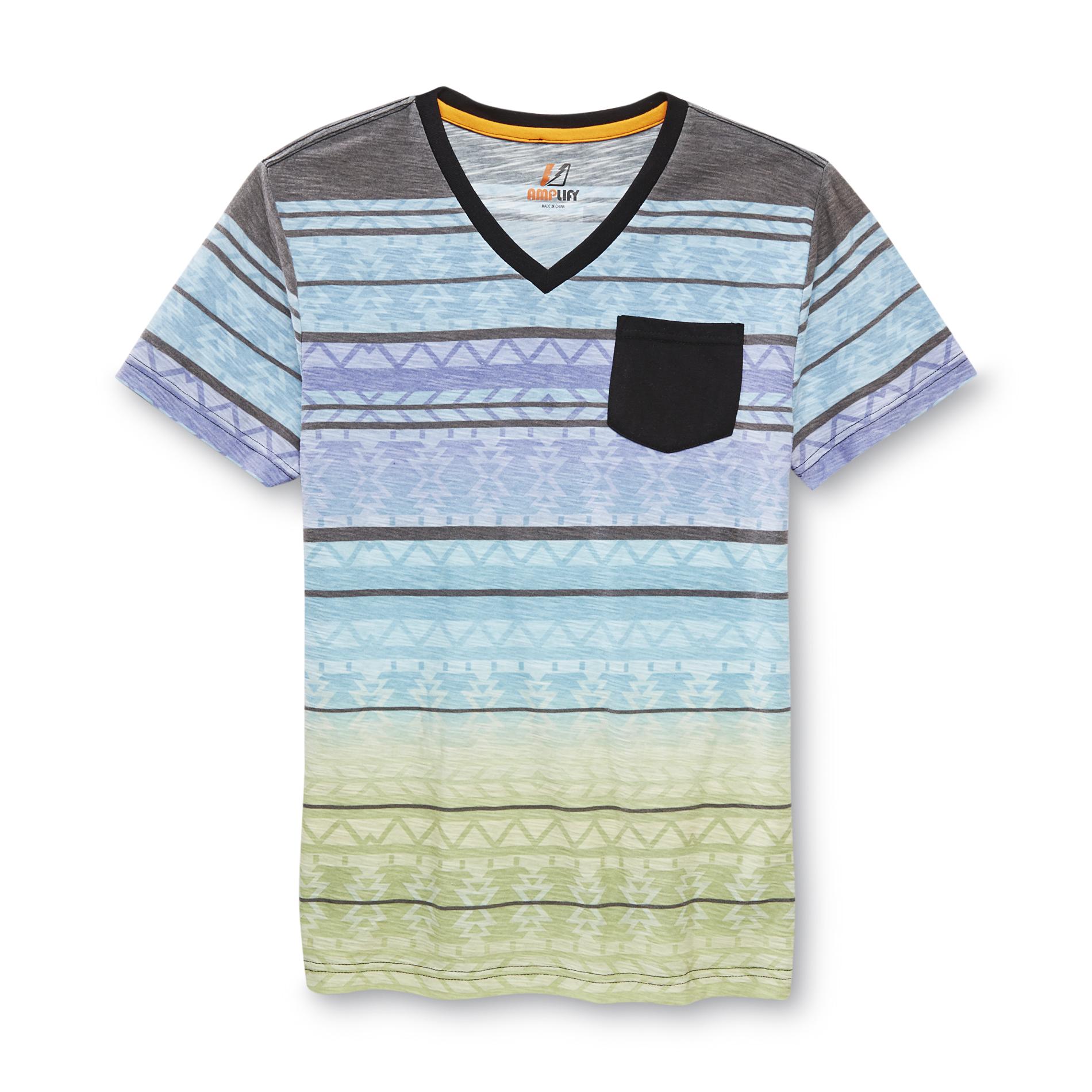 Amplify Young Men's V-Neck T-Shirt - Striped Tribal