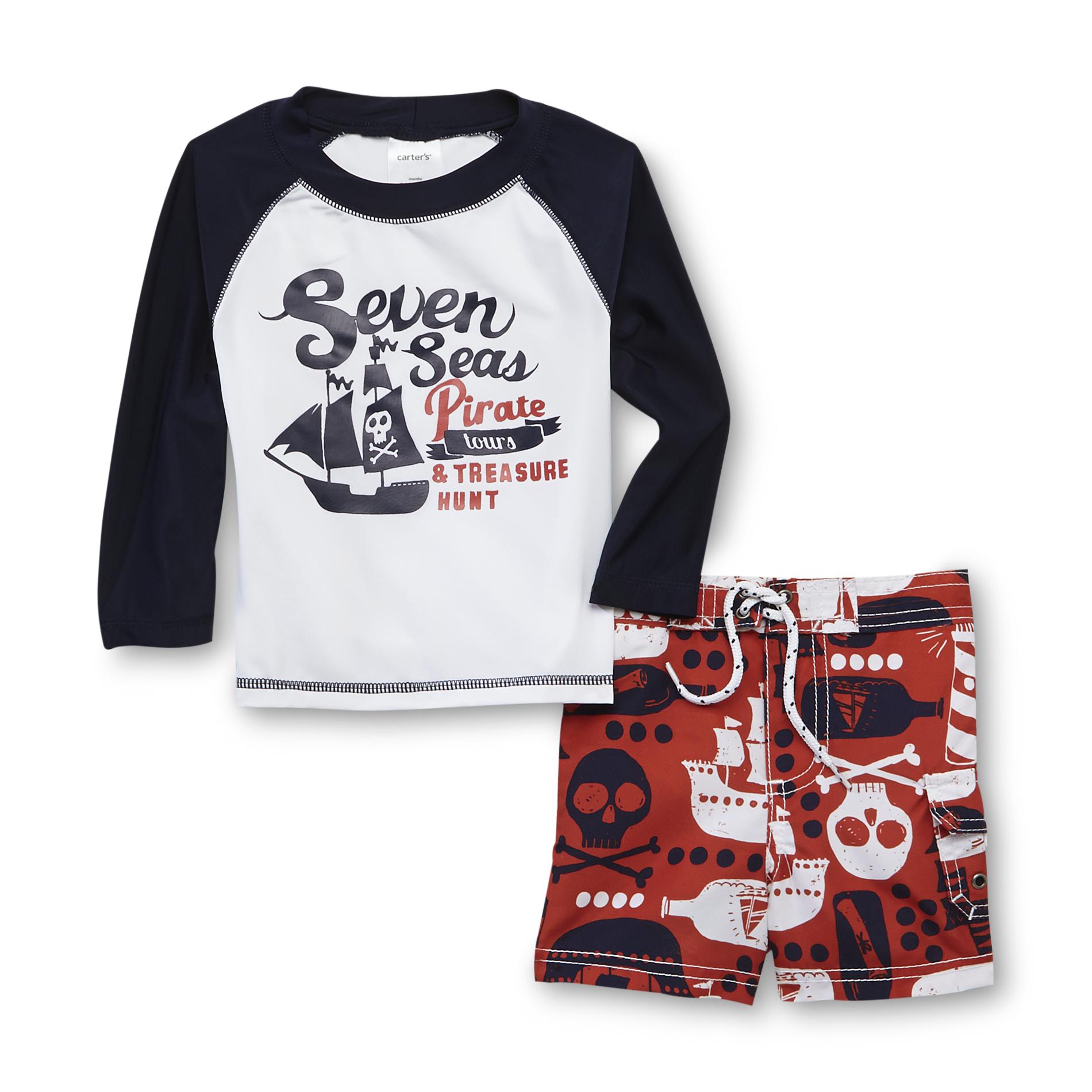 Carter's Infant Boy's Rash Guard Shirt & Swim Shorts - Pirate