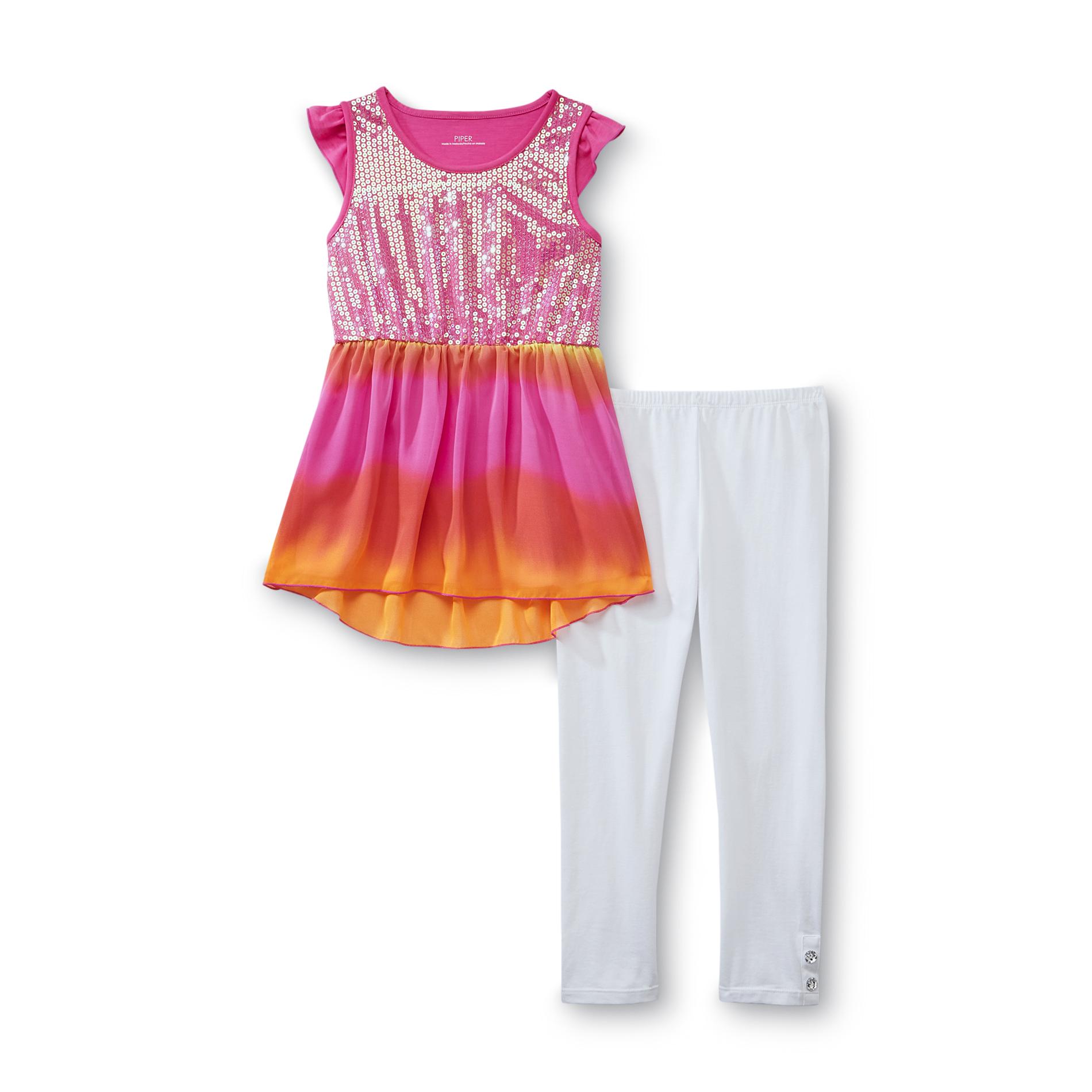 Piper Girl's Sequined Tunic & Leggings - Ombre