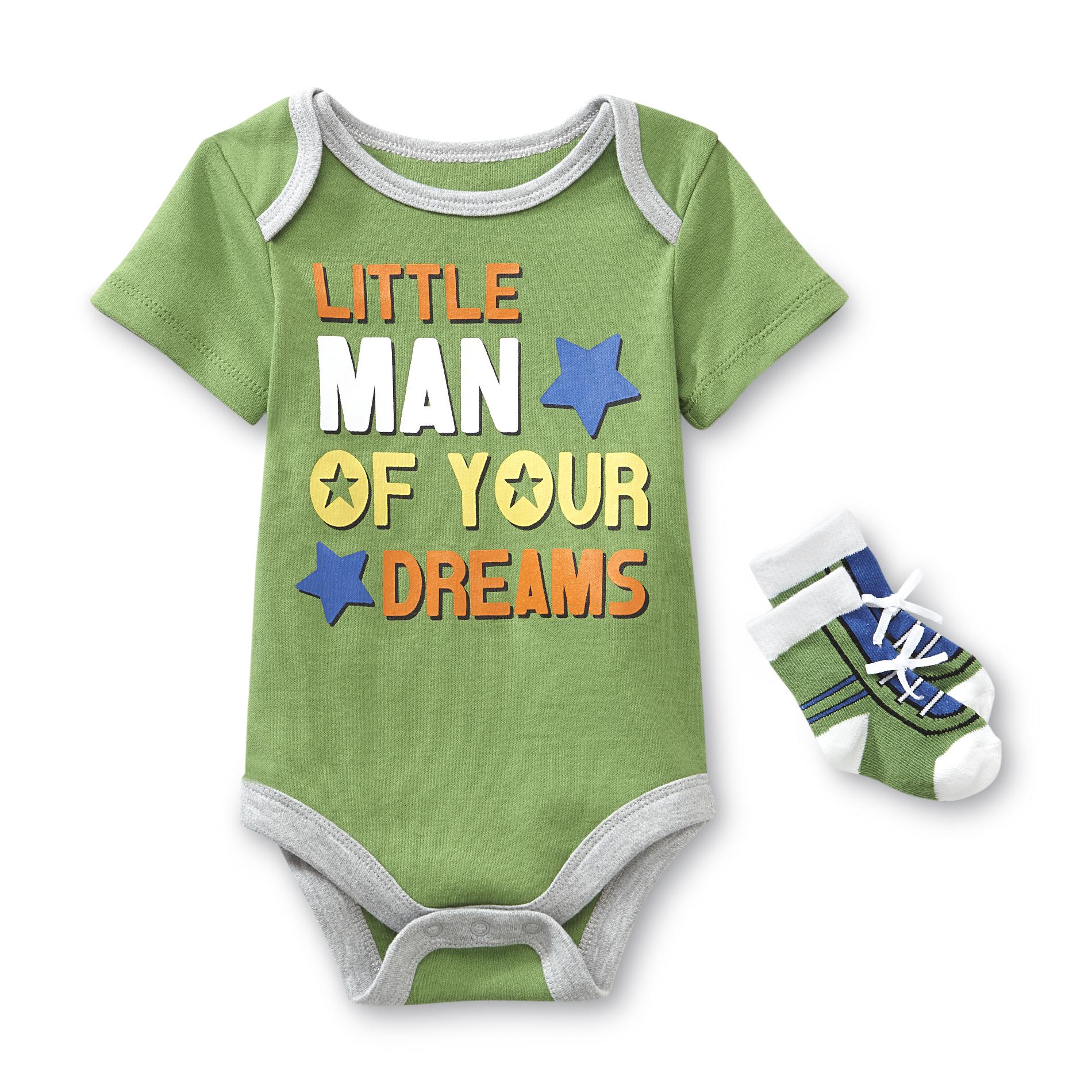Small Wonders Newborn Boy's Bodysuit & Socks - Little Man
