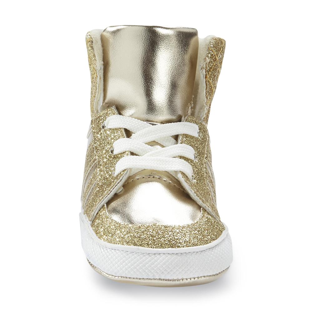 WonderKids Baby Girl's Gold Glitter High-Top Shoe