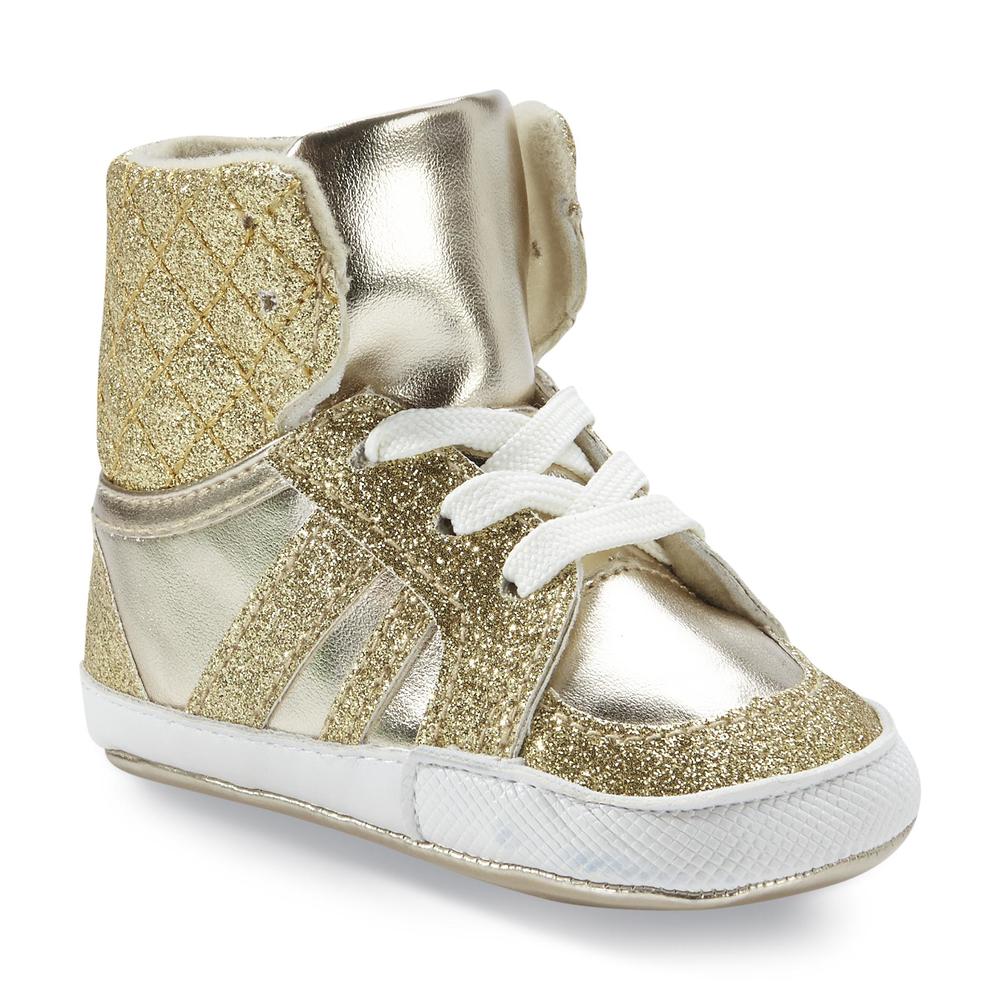 WonderKids Baby Girl's Gold Glitter High-Top Shoe