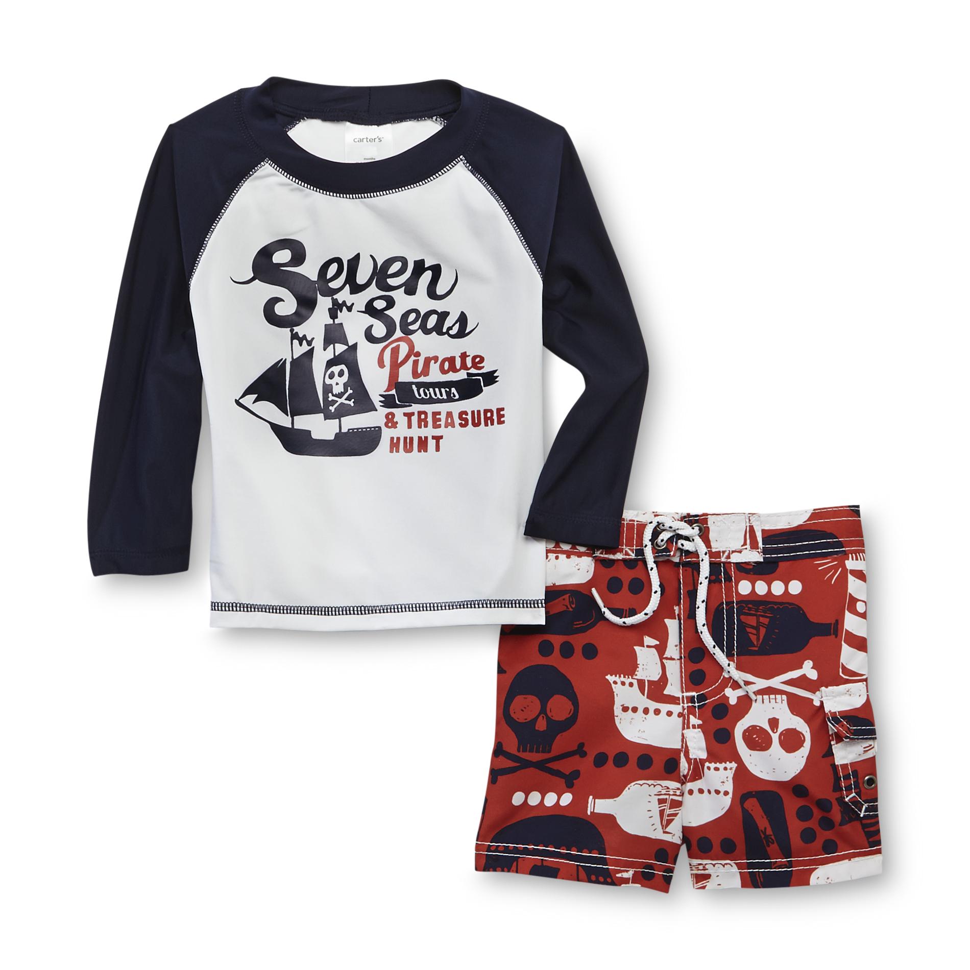 Carter's Toddler Boy's Rash Guard Shirt & Swim Shorts - Pirate