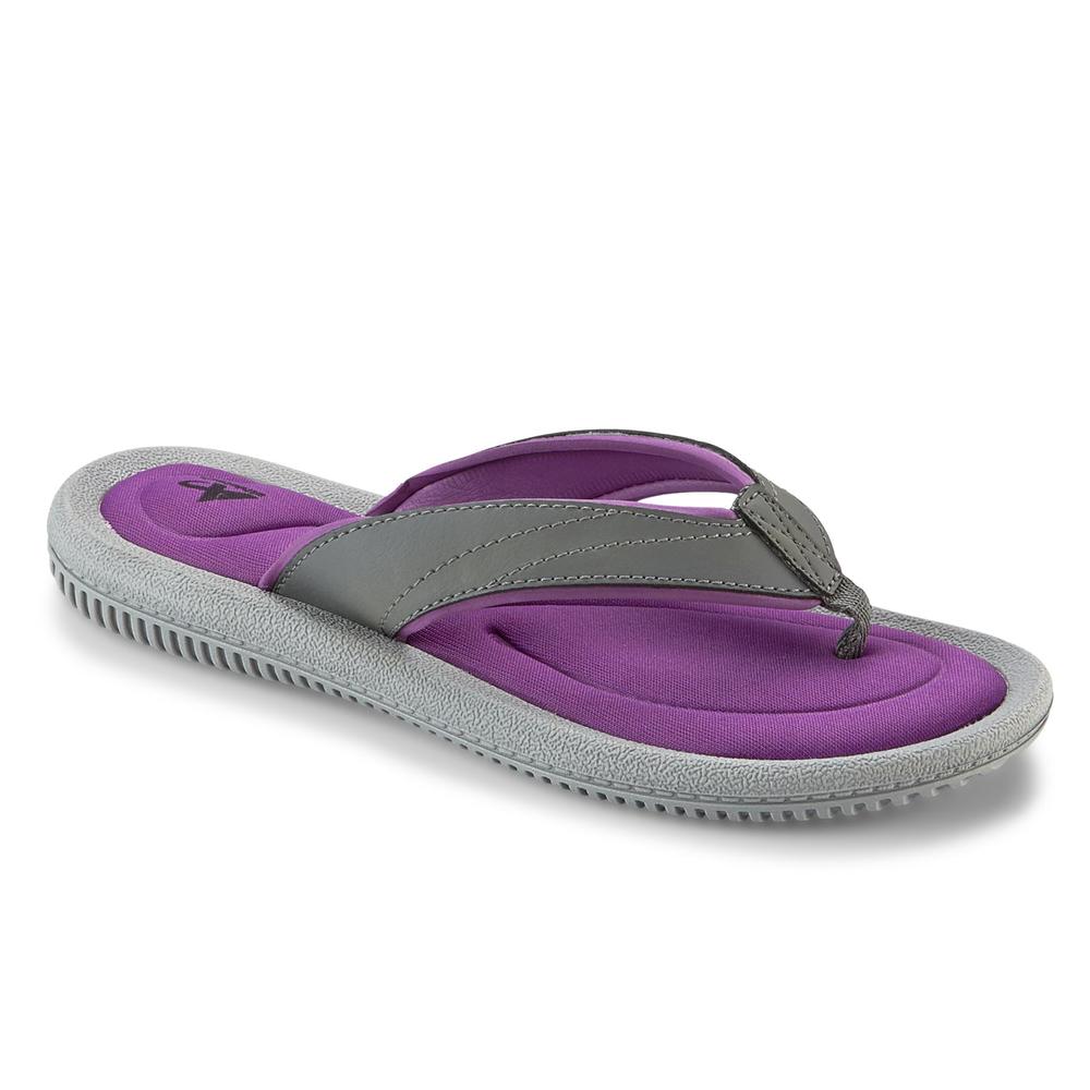 Athletech Women's Purple/Gray Memory Foam FlipFlop Sandal