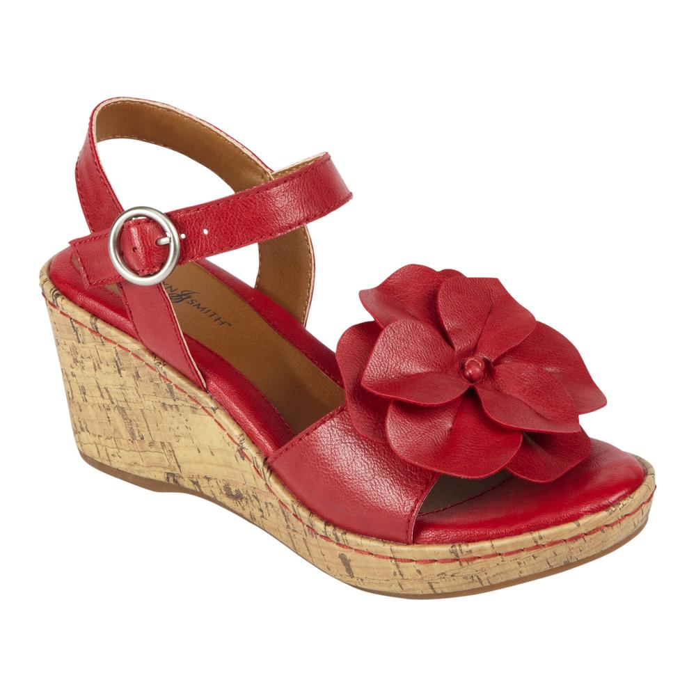 Jaclyn Smith Women's Dress Sandal Arial - Red Wide-Strap Wedge