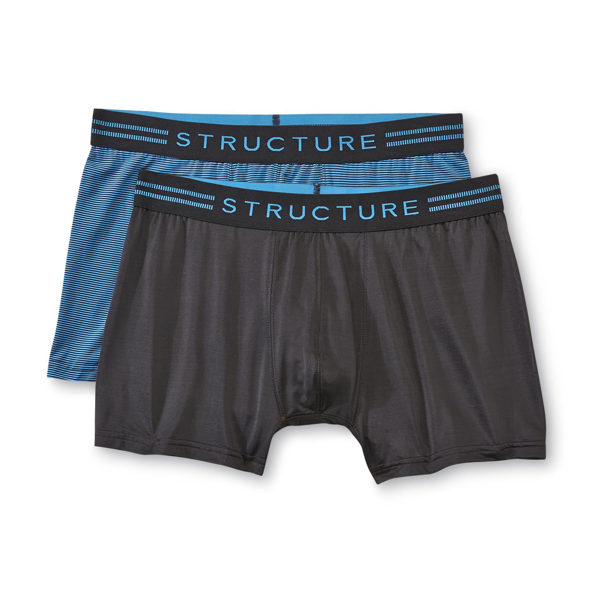 Structure Men's 2-Pair Modern Stretch Trunk Boxer Briefs - Striped