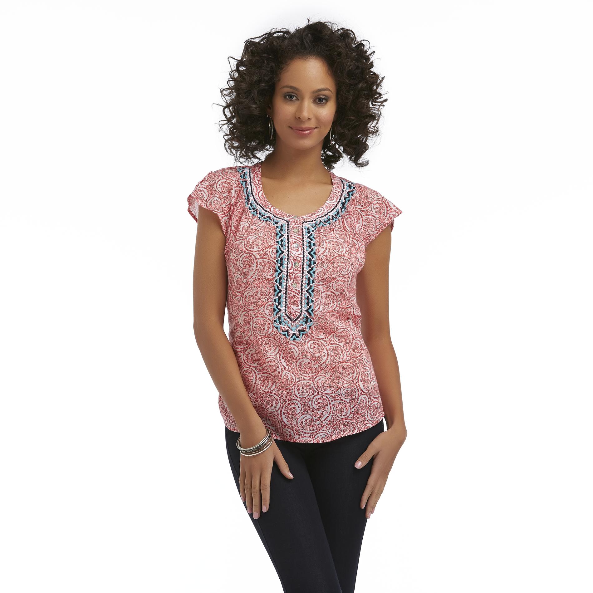 Canyon River Blues Women's Embroidered Woven Top - Floral