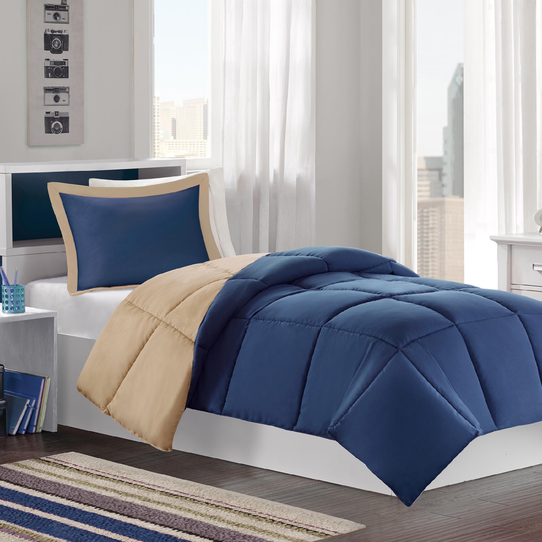Colormate Navy/Khaki Reversible Mini Bed Set - 3 Pieces