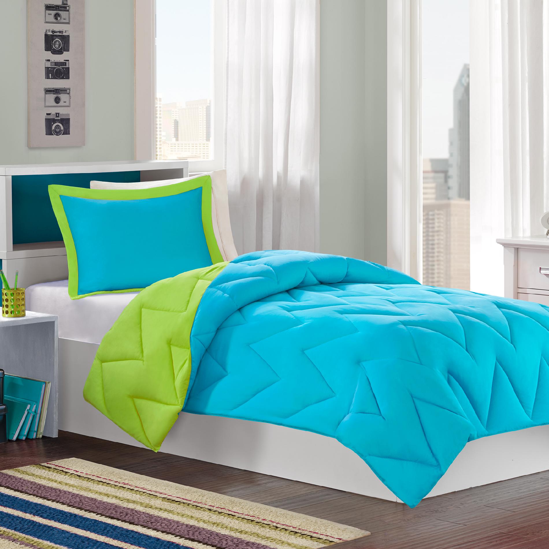 Colormate Turquoise/Lime Reversible Mini Bed Set - 3 Pieces