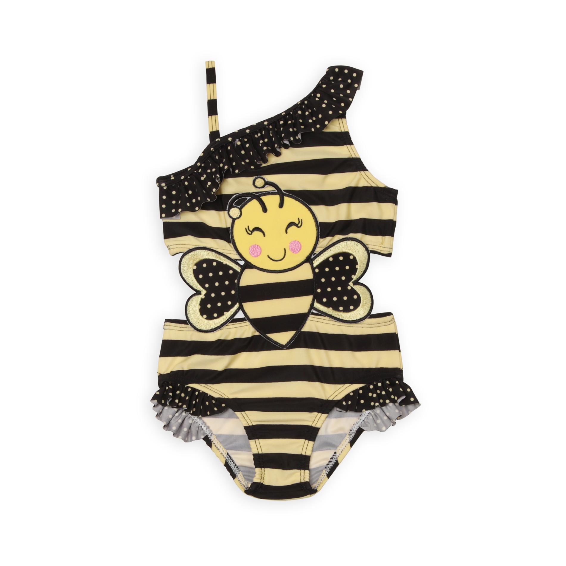 Joe Boxer Infant & Toddler Girl's Asymmetric Monokini Swimsuit - Bee & Striped