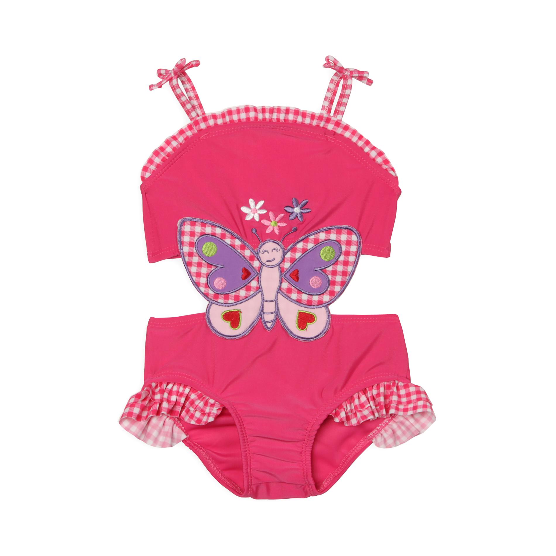 Joe Boxer Infant & Toddler Girl's Monokini Swimsuit - Butterfly & Gingham
