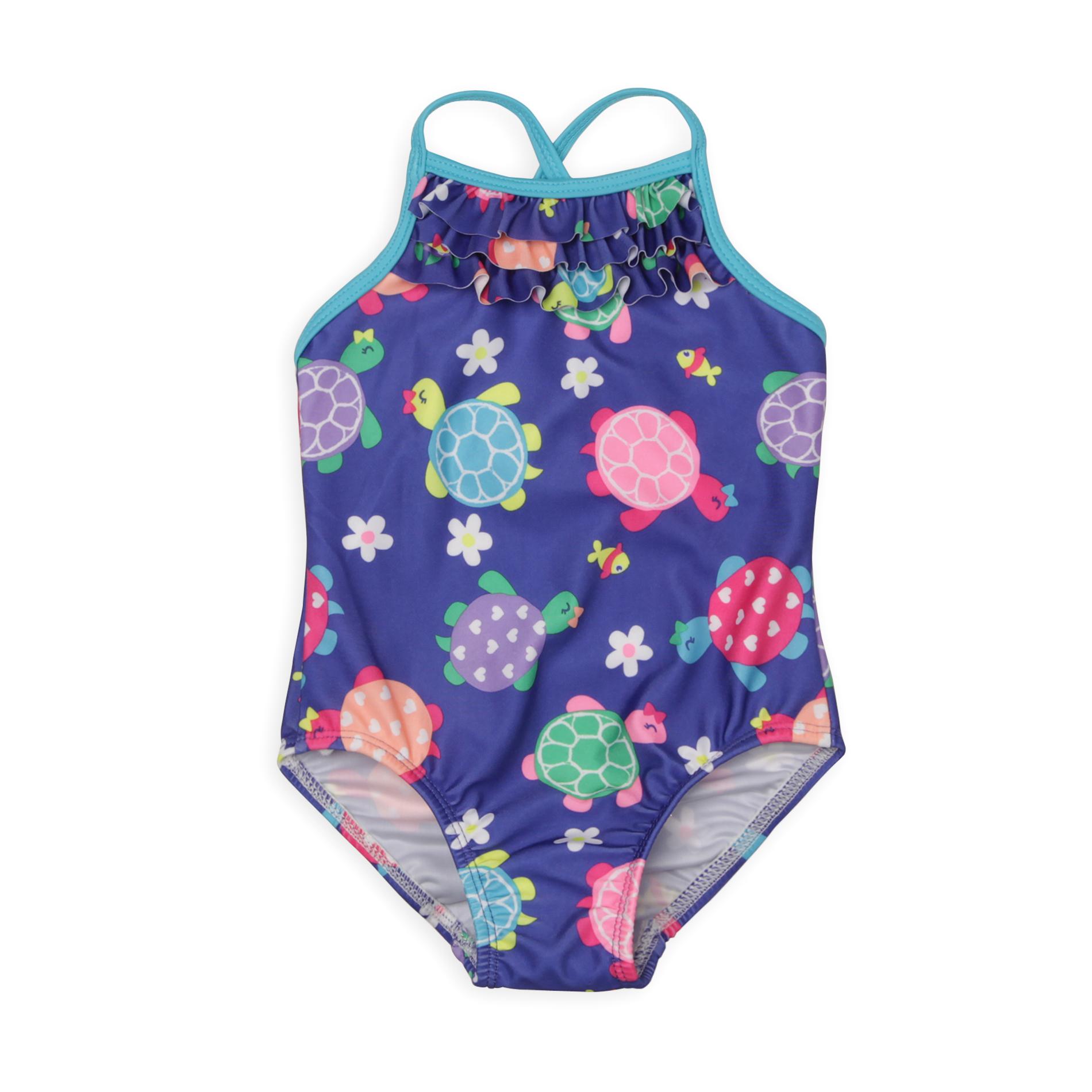 Joe Boxer Infant & Toddler Girl's Ruffled Bib Swimsuit - Turtles