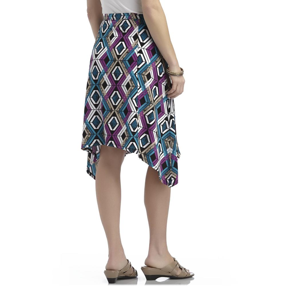 Jaclyn Smith Women's Stretch Knit Sharkbite Skirt - Geometric Print
