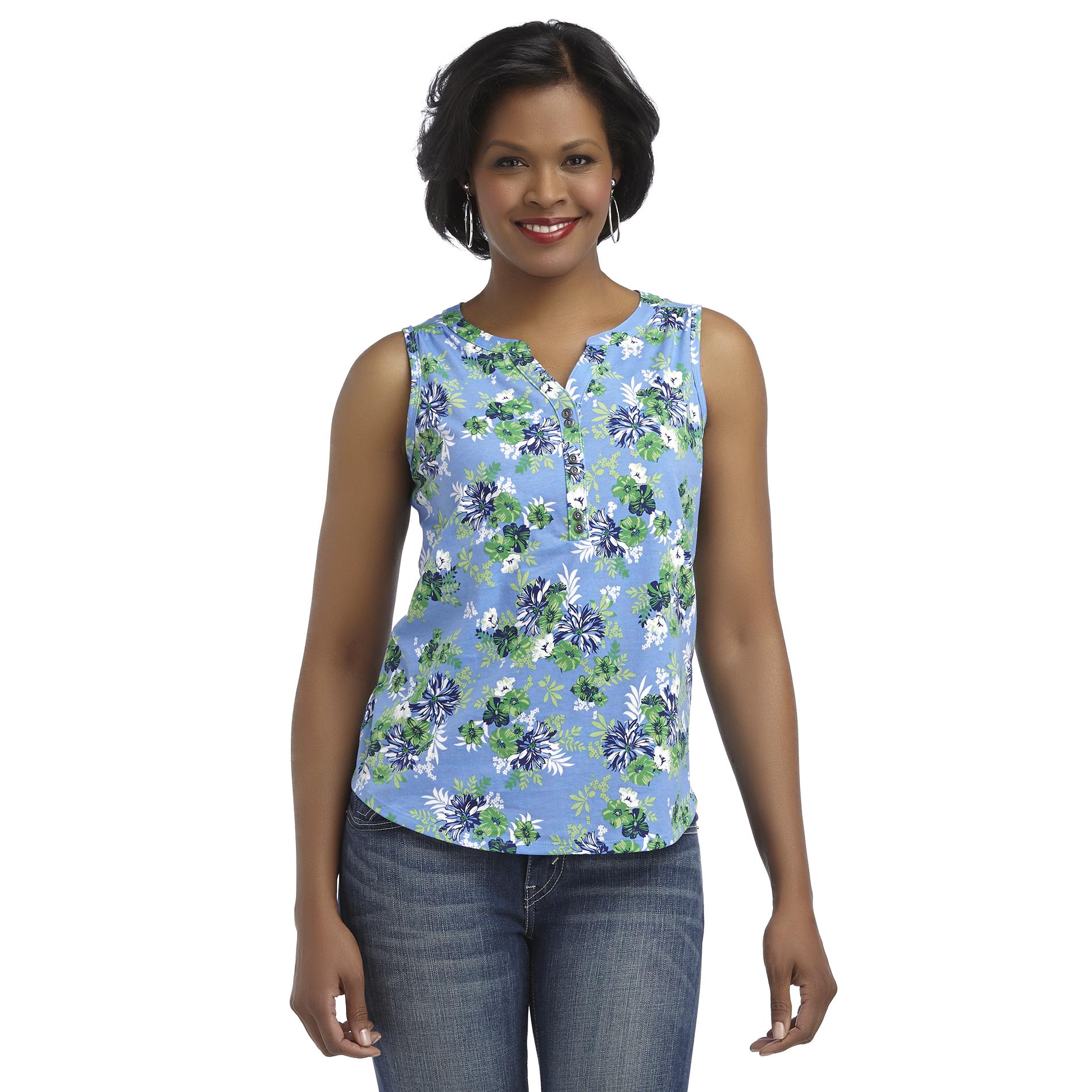 Basic Editions Women's Sleeveless Top - Floral