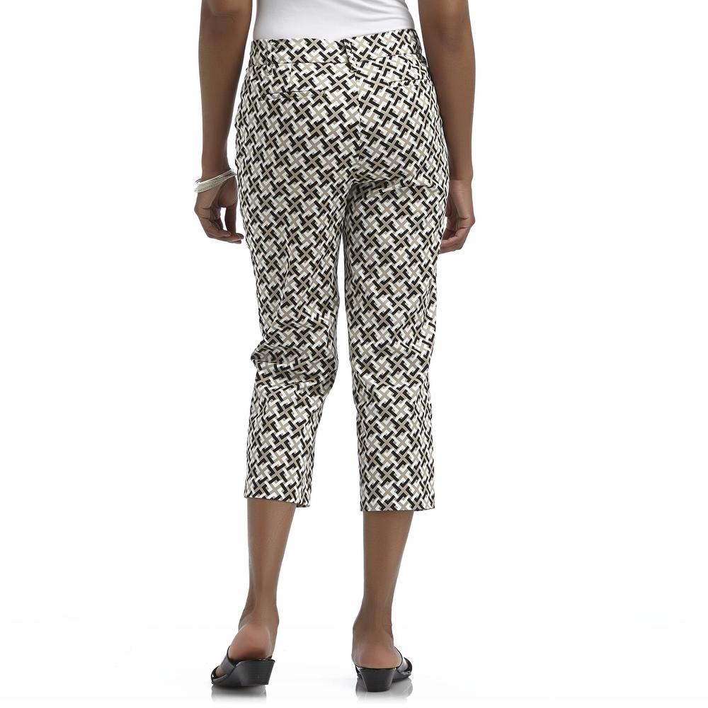 Jaclyn Smith Women's Slim Fit Sateen Cropped Pants - Geometric