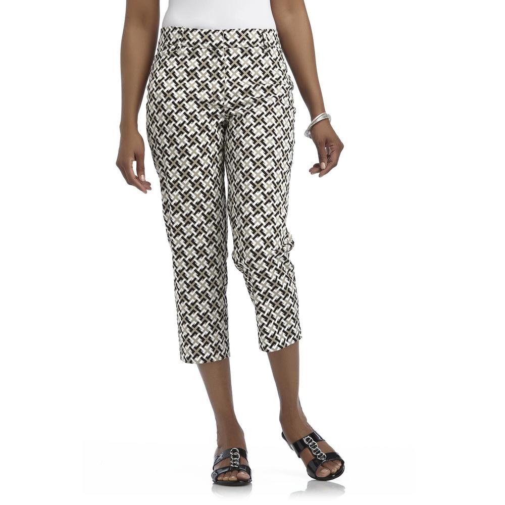 Jaclyn Smith Women's Slim Fit Sateen Cropped Pants - Geometric
