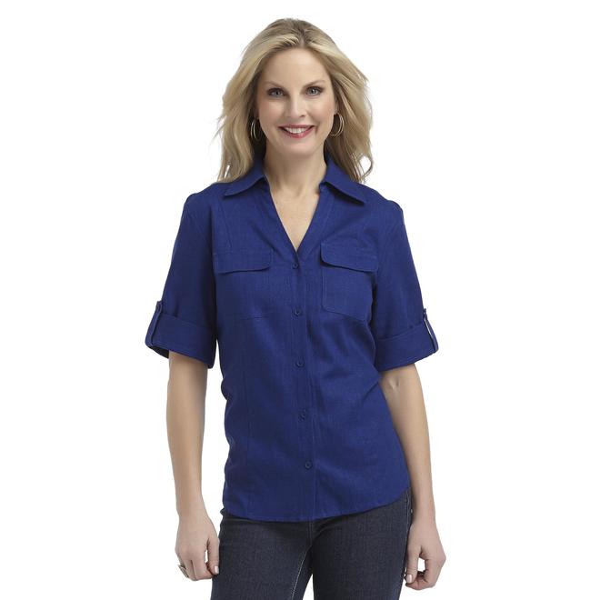 Jaclyn Smith Women's Linen Camp Shirt