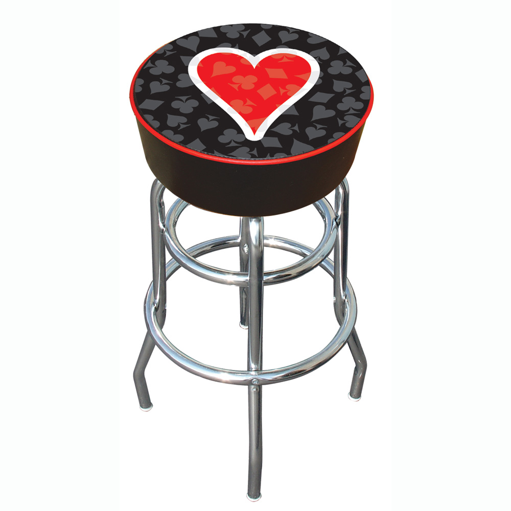 Trademark Four Aces Heart Logo Padded Bar Stool - Made In USA