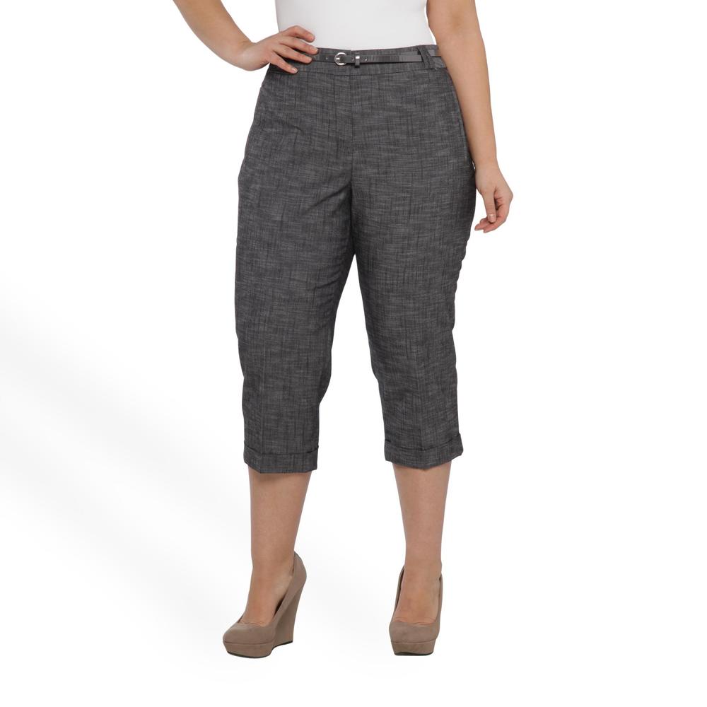 zac &#38; rachel woman Women's Plus Chelsea Belted Cropped Dress Pants - Crosshatched