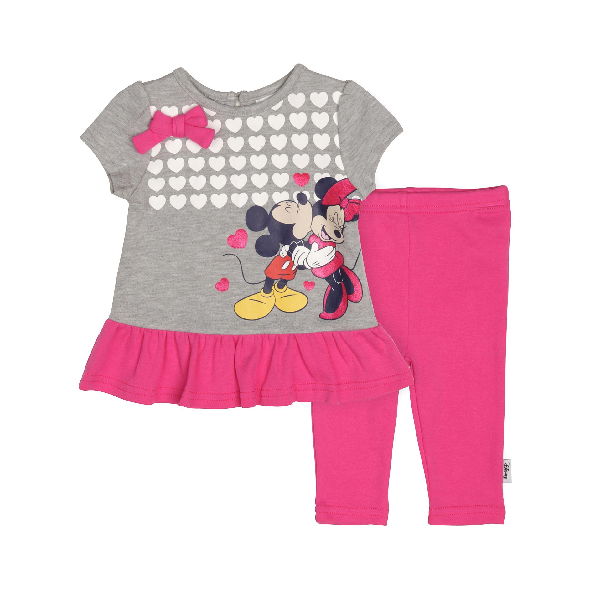 Disney Minnie Mouse Newborn Girl's Top & Leggings - Hearts