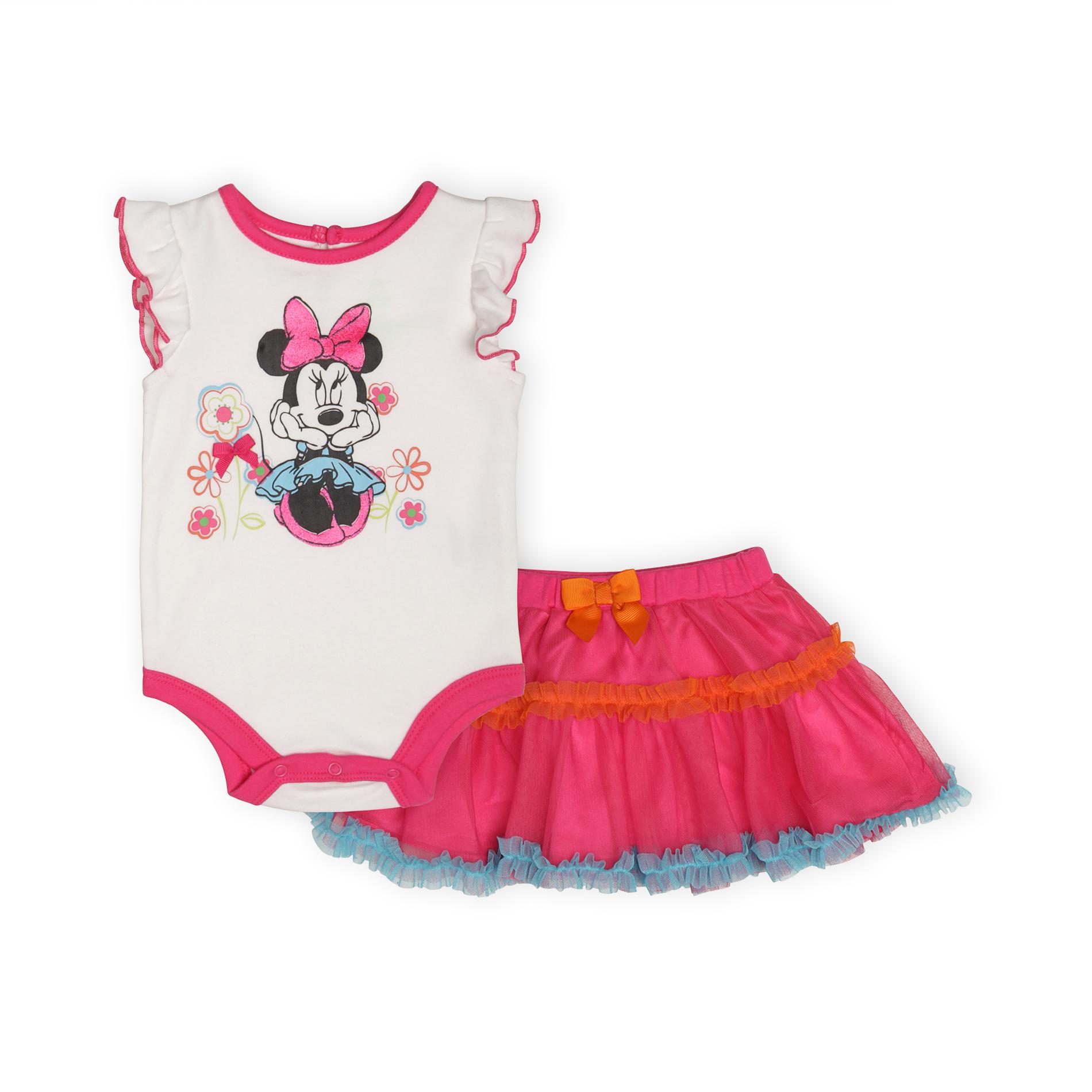 Disney Minnie Mouse Newborn Girl's Bodysuit & Skirt - Floral