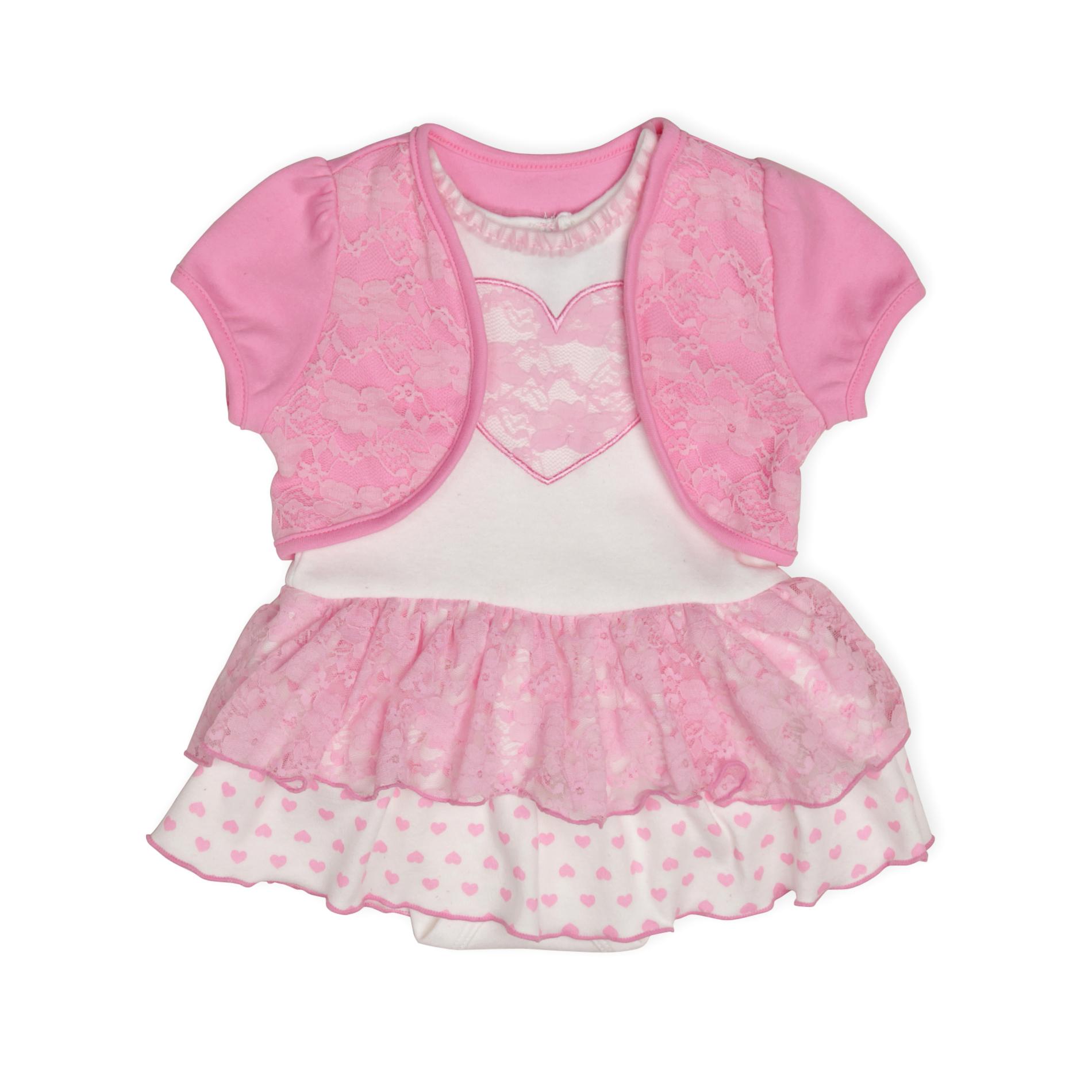 Baby Glam Newborn & Infant Girl's Knit Dress & Shrug - Heart