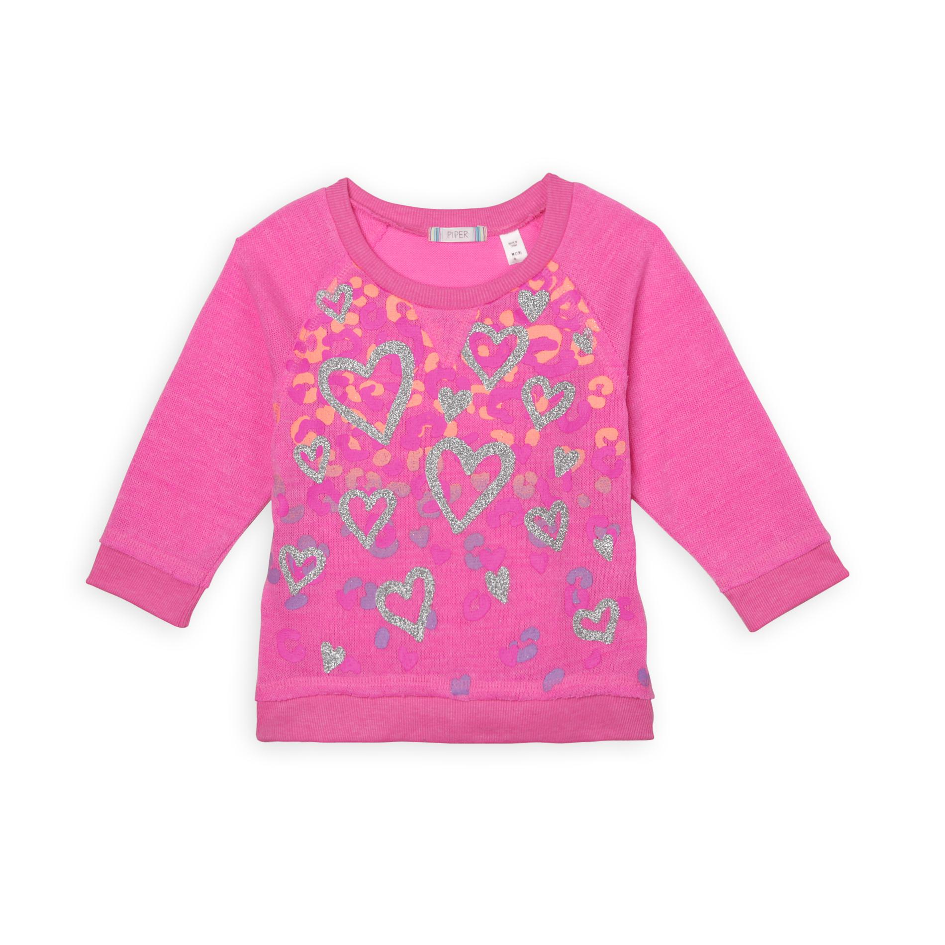 Piper Girl's Graphic Knit Top - Leopard-Print & Hearts