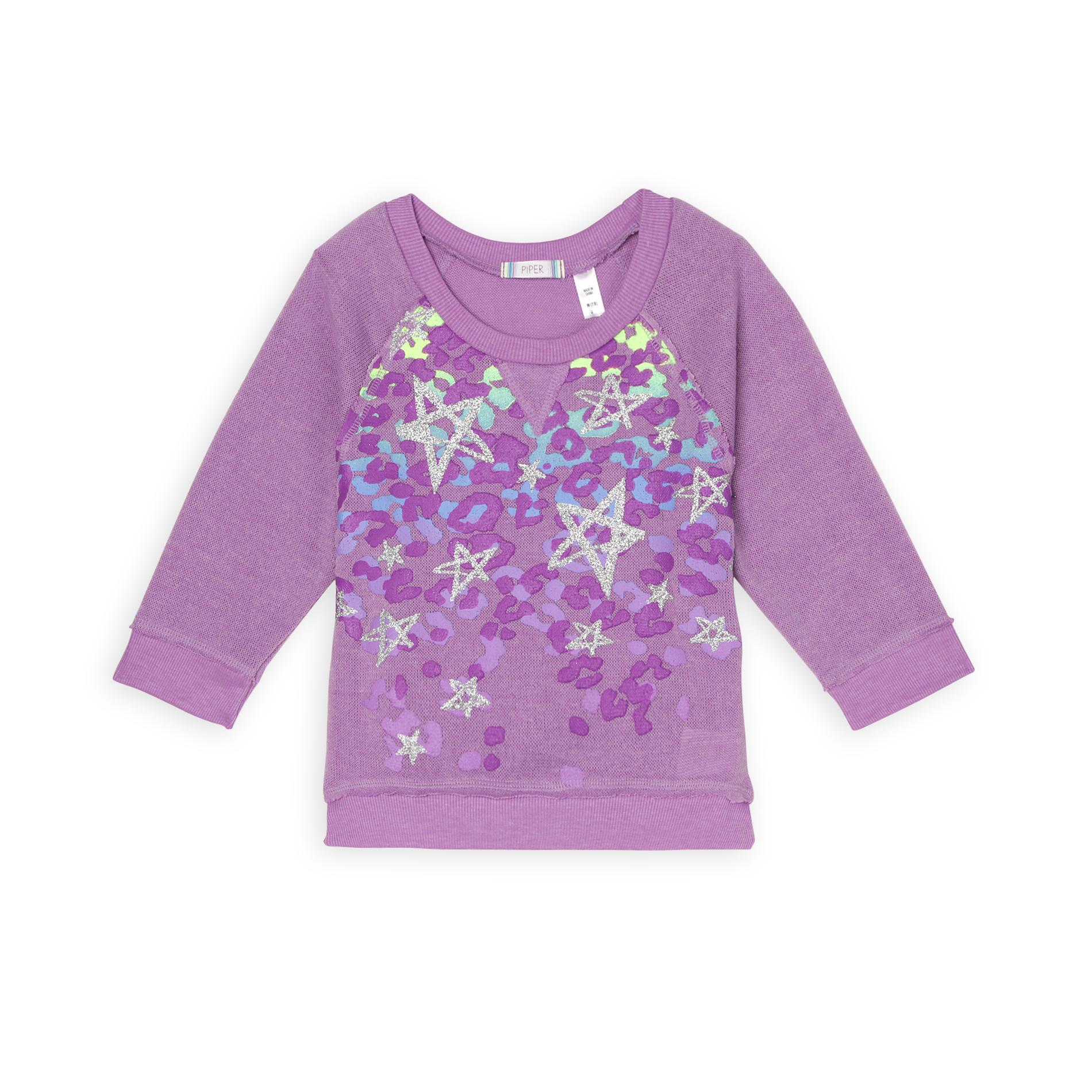 Piper Girl's Graphic Knit Top - Leopard-Print & Stars