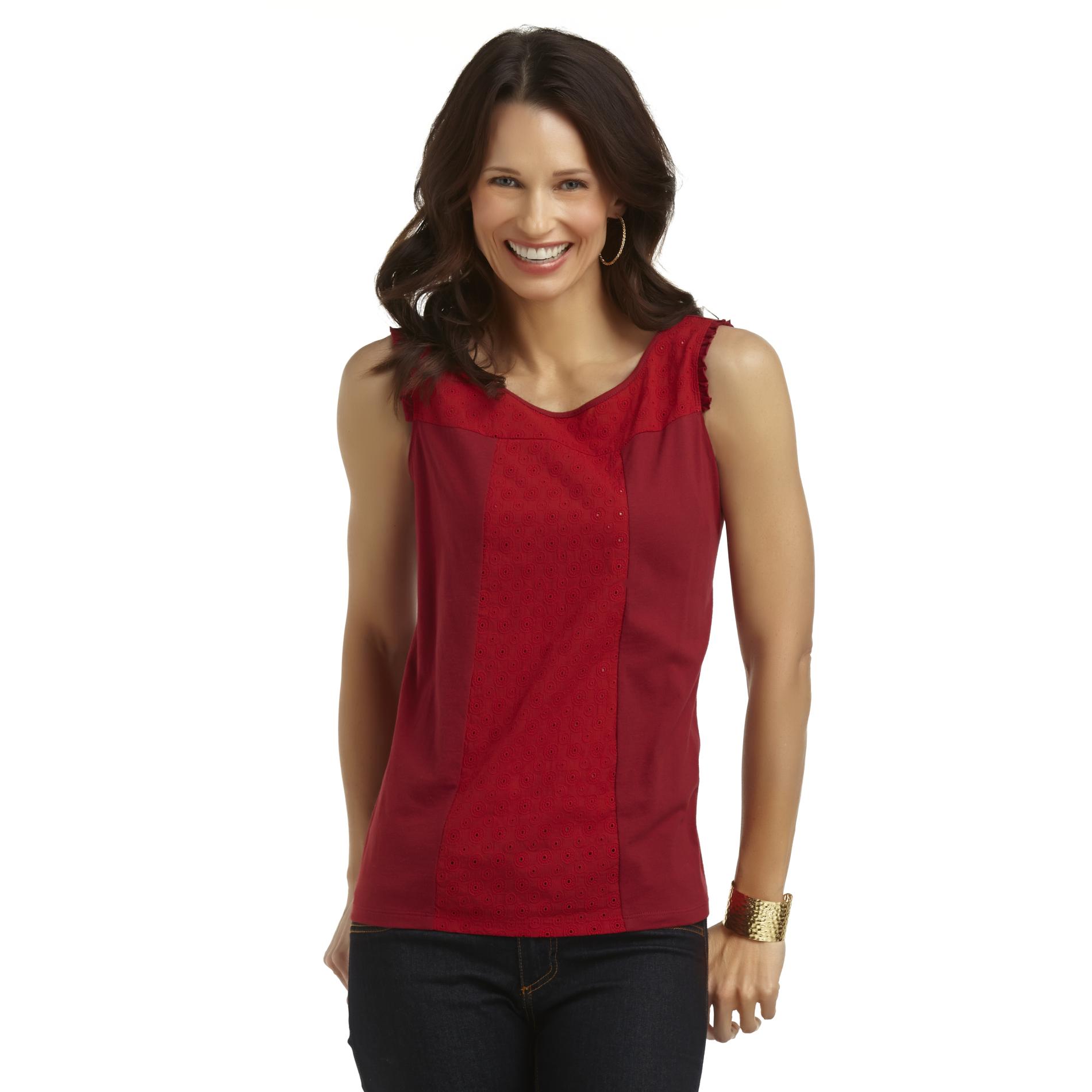 Basic Editions Women's Mixed Media Top