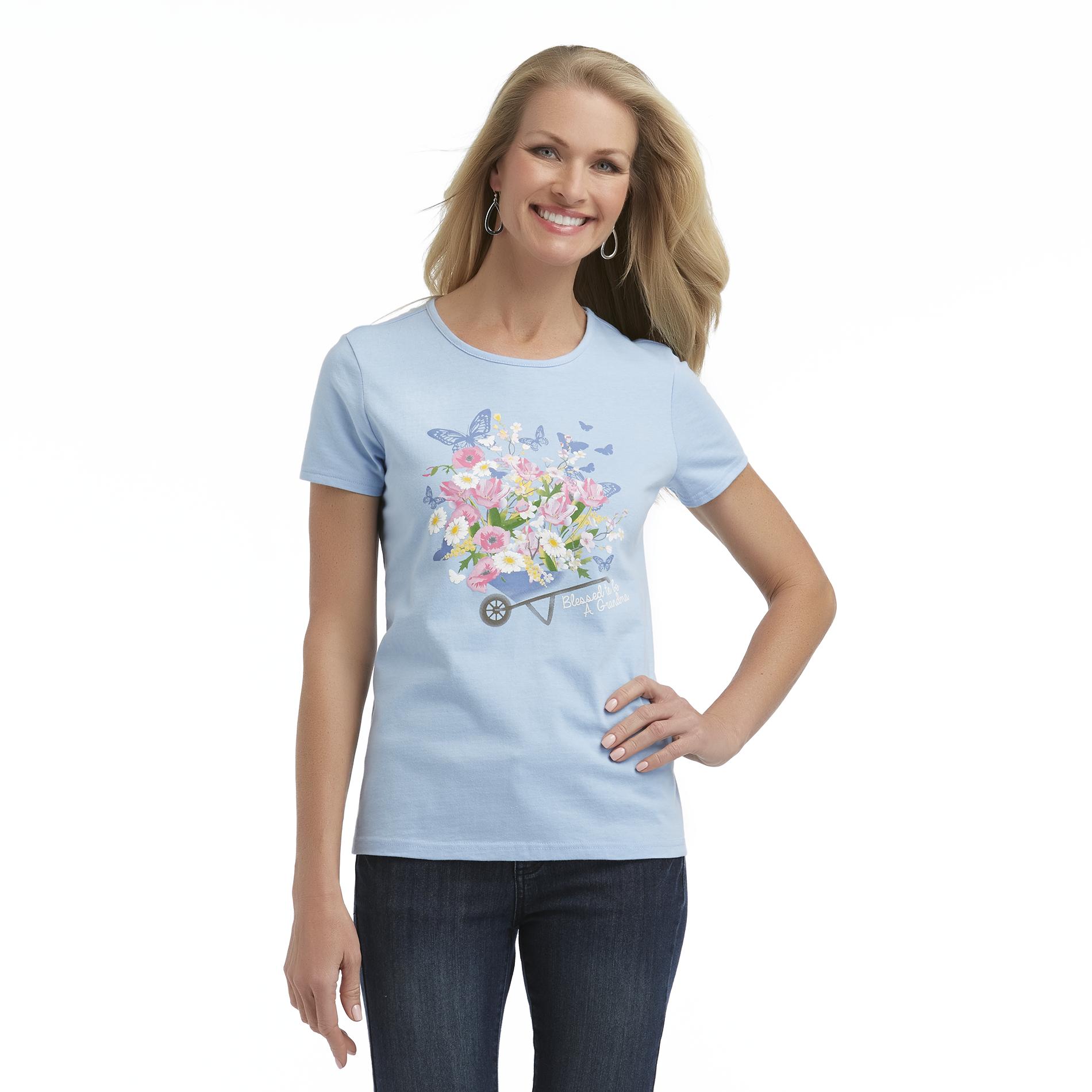 Holiday Editions Women's Grandmother Graphic T-Shirt - Floral Butterfly