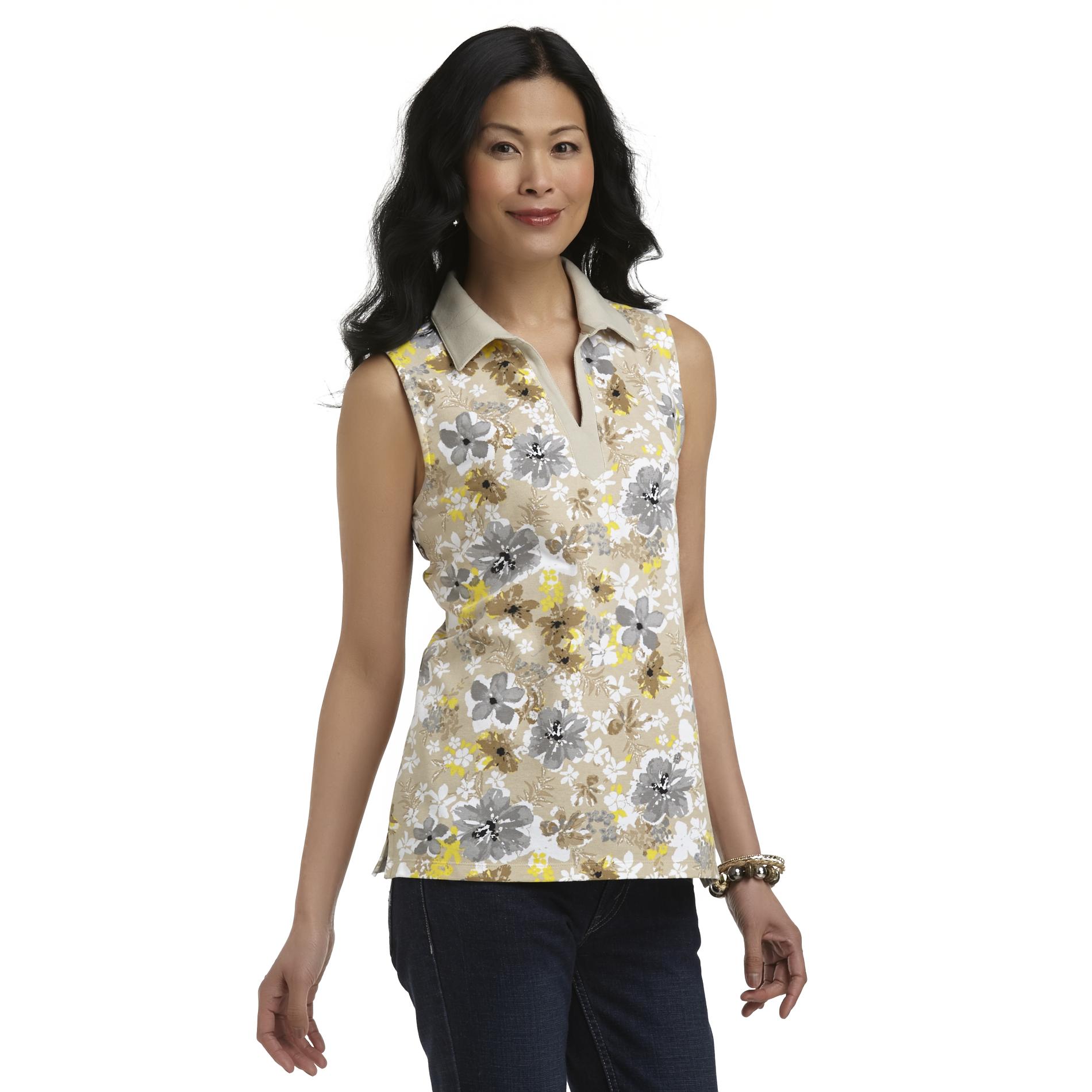 Basic Editions Women's Sleeveless Shirt - Floral