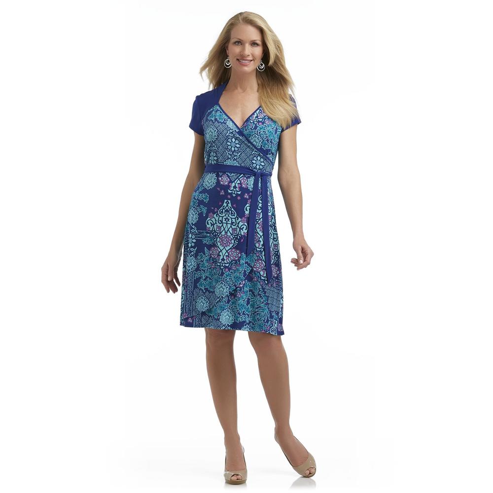 Jaclyn Smith Women's Crossover Knit Dress - Floral Print