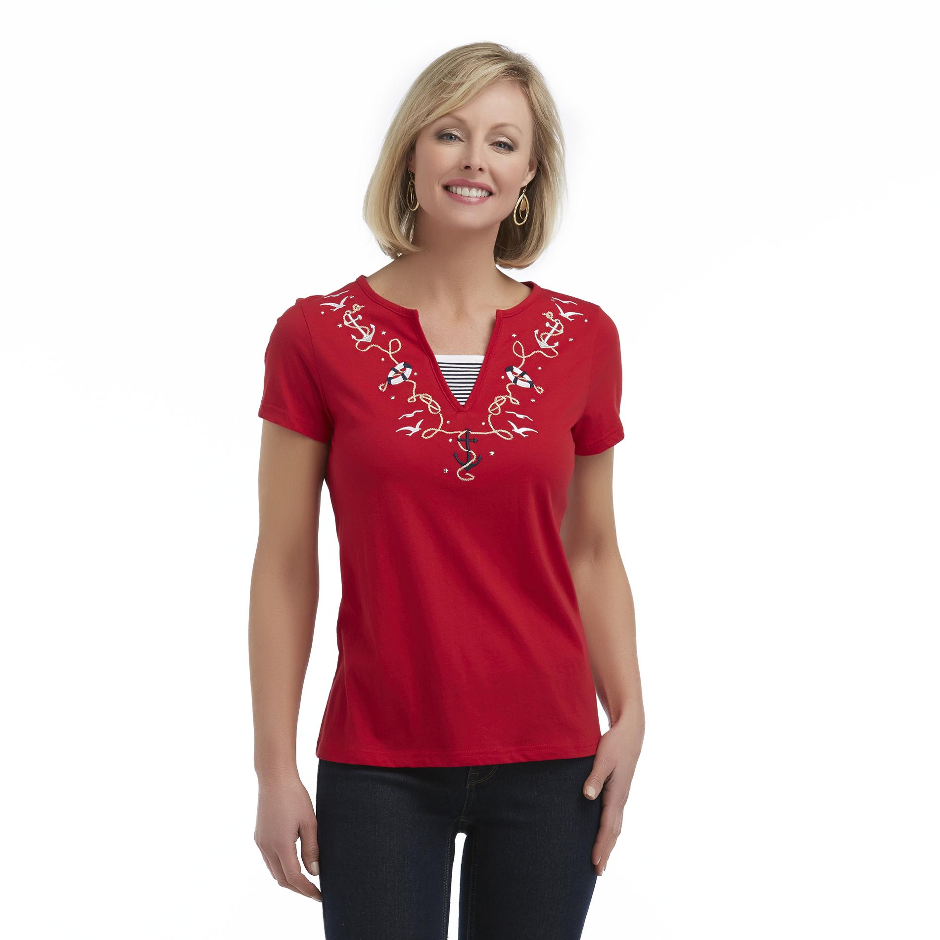Holiday Editions Women's Layered Look T-Shirt - Nautical